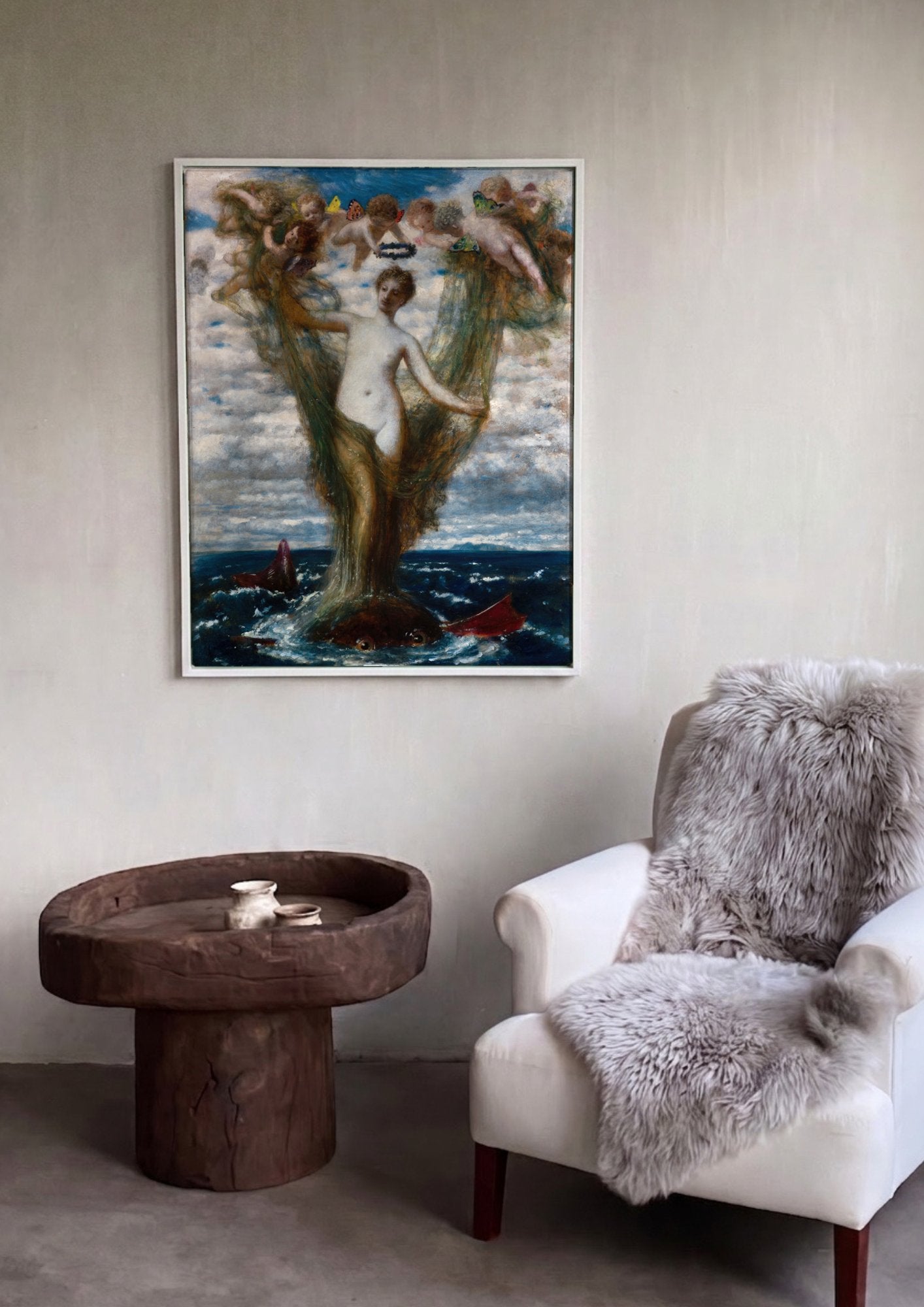 Quadro Decorativo A Chegada de Vênus - Arnold Böcklin em ambiente decorado