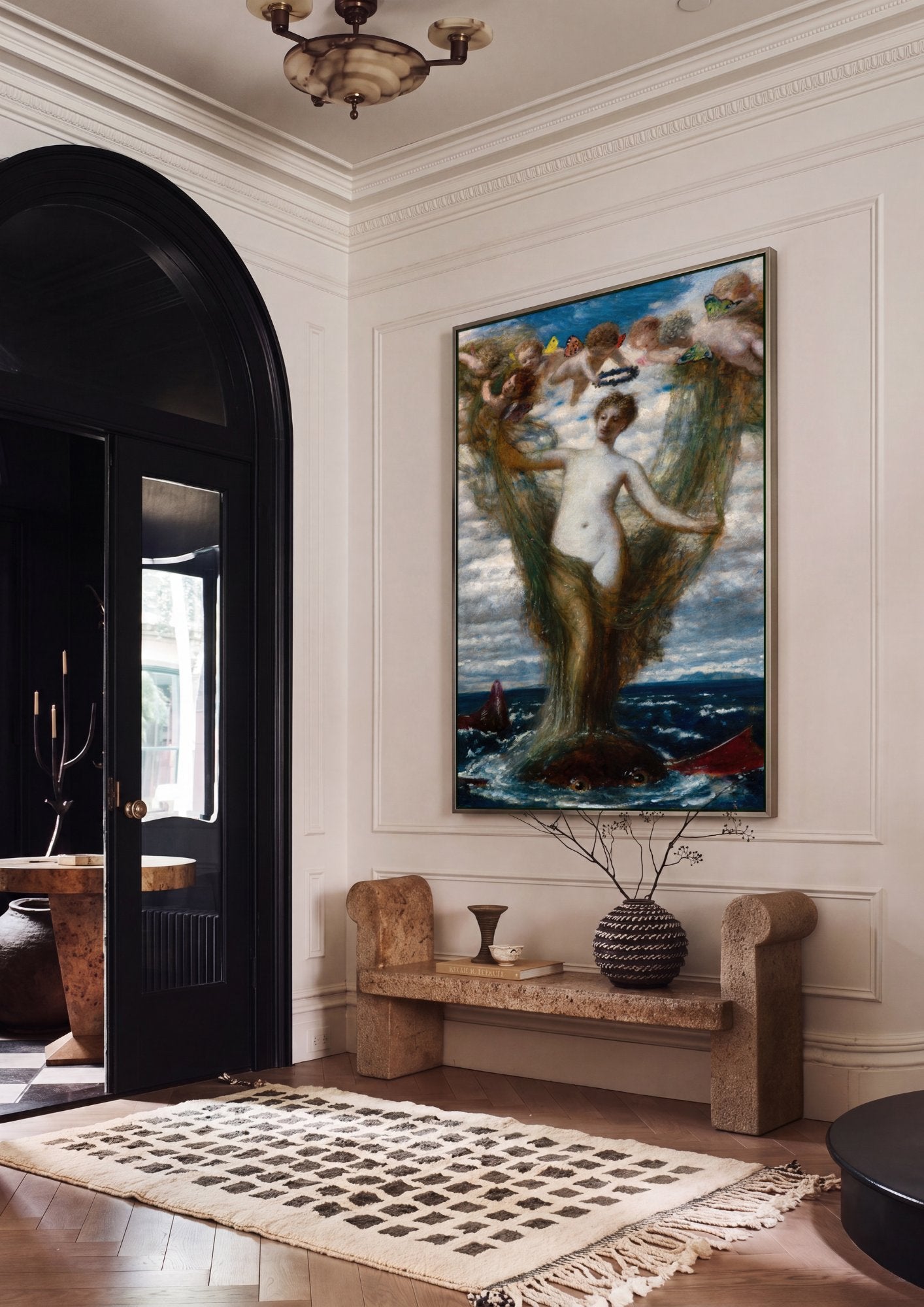 Quadro Decorativo A Chegada de Vênus - Arnold Böcklin em ambiente decorado