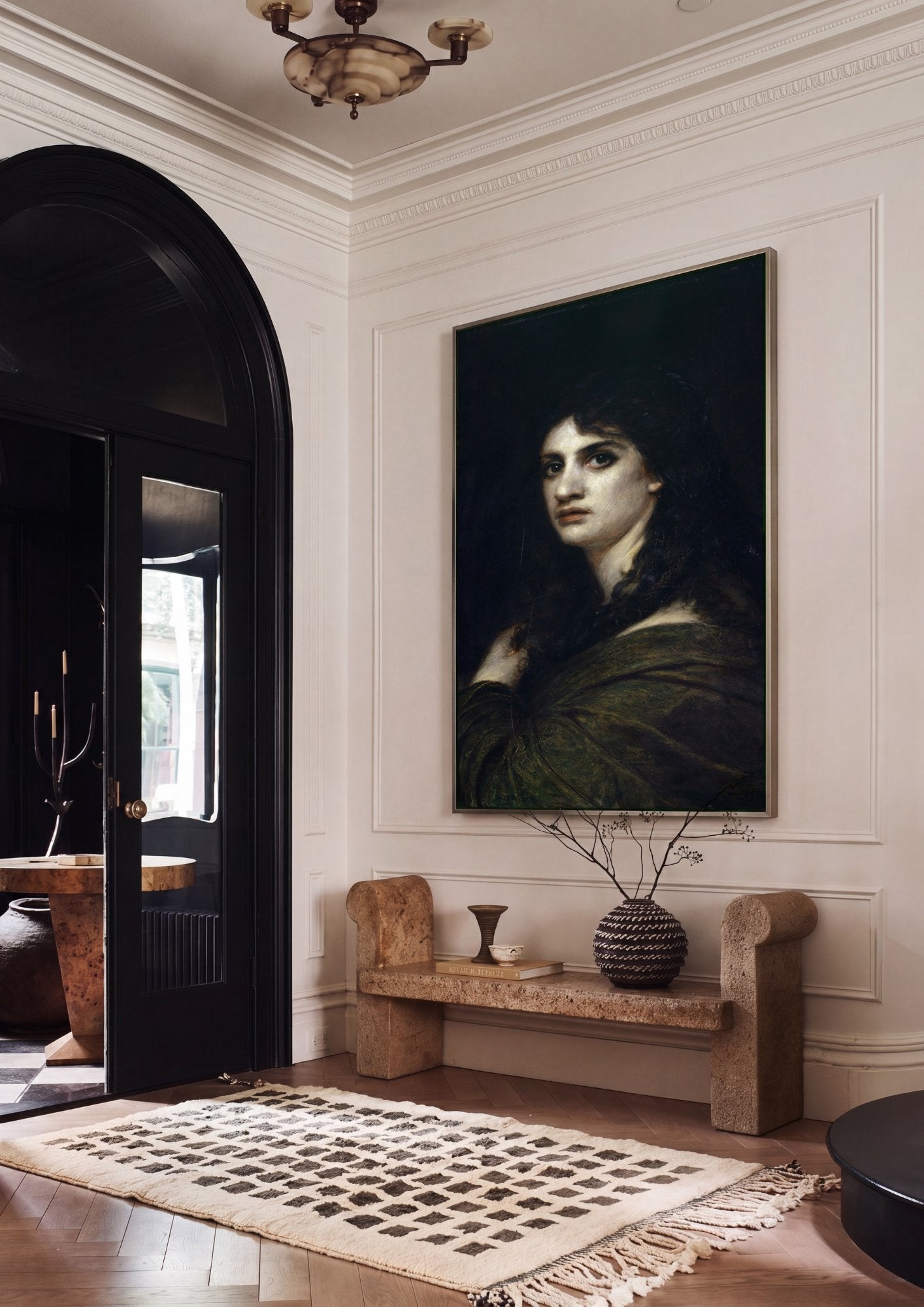 Quadro Decorativo A Mulher na Janela - Arnold Böcklin em ambiente decorado