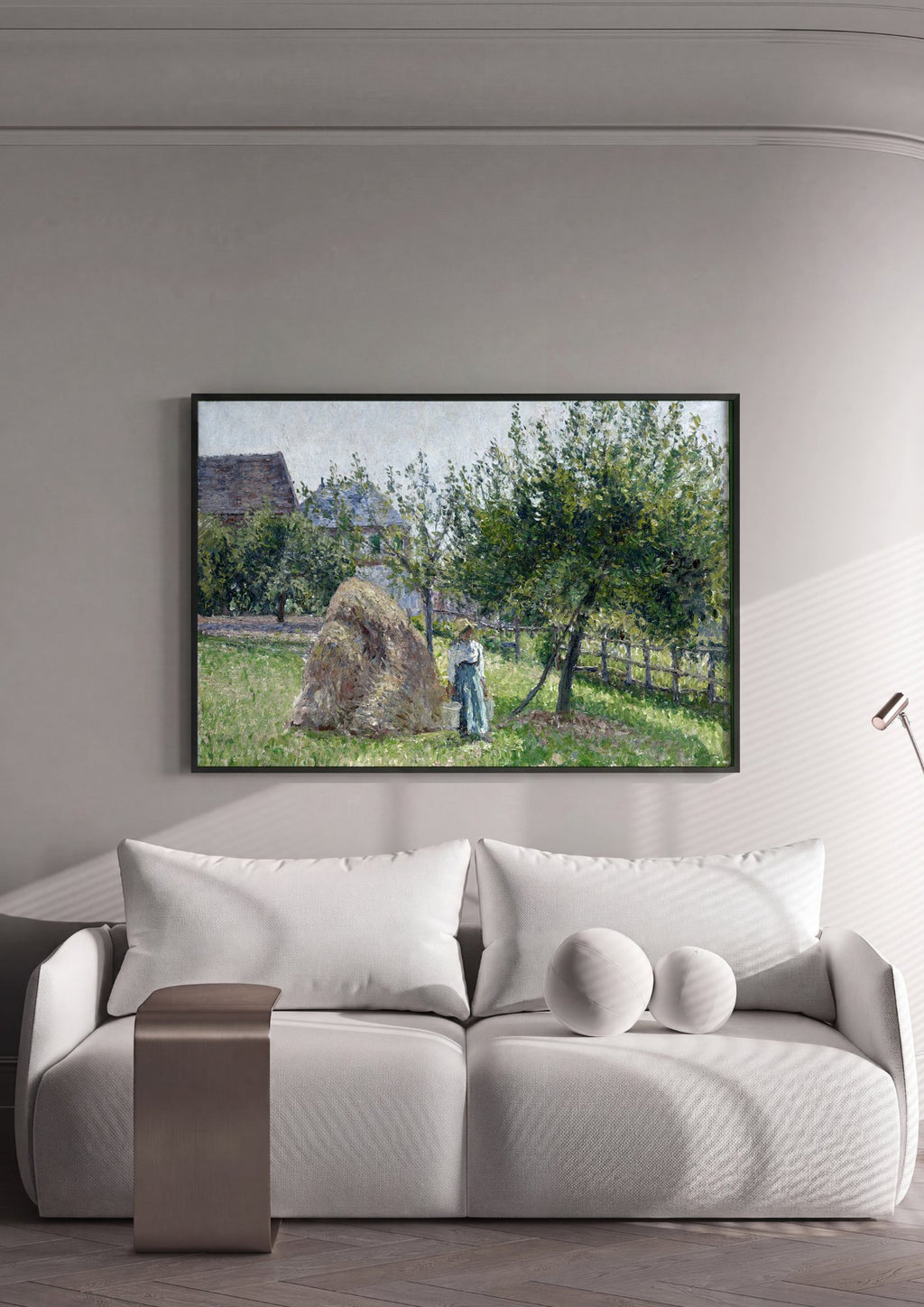 Quadro Decorativo Campo com Feno - Pissarro em ambiente decorado