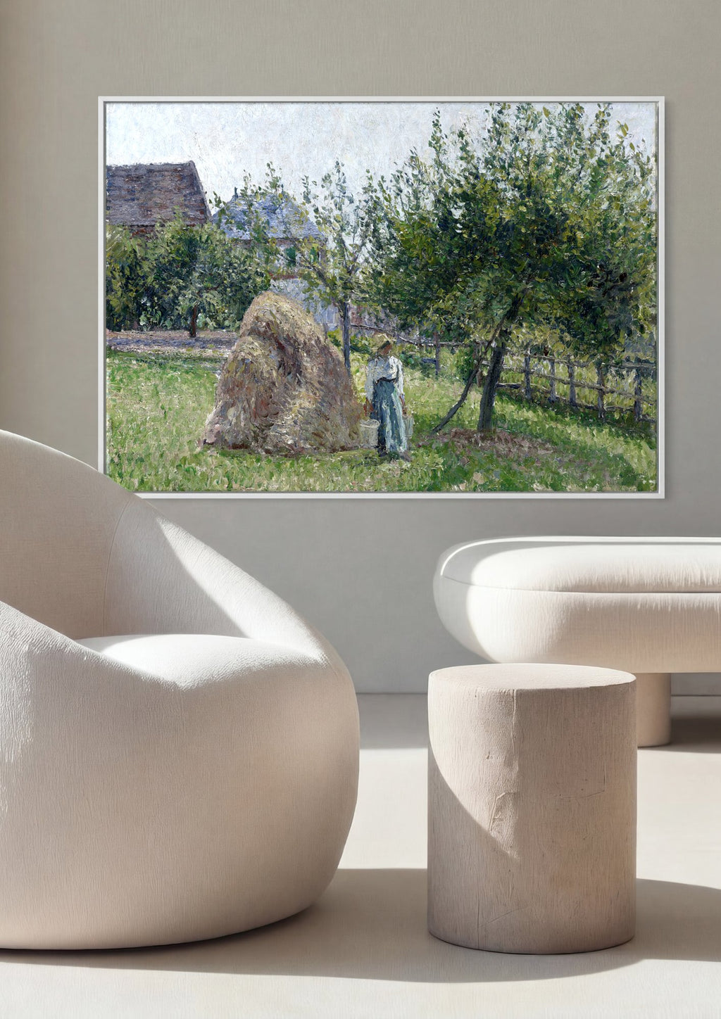 Quadro Decorativo Campo com Feno - Pissarro em ambiente decorado