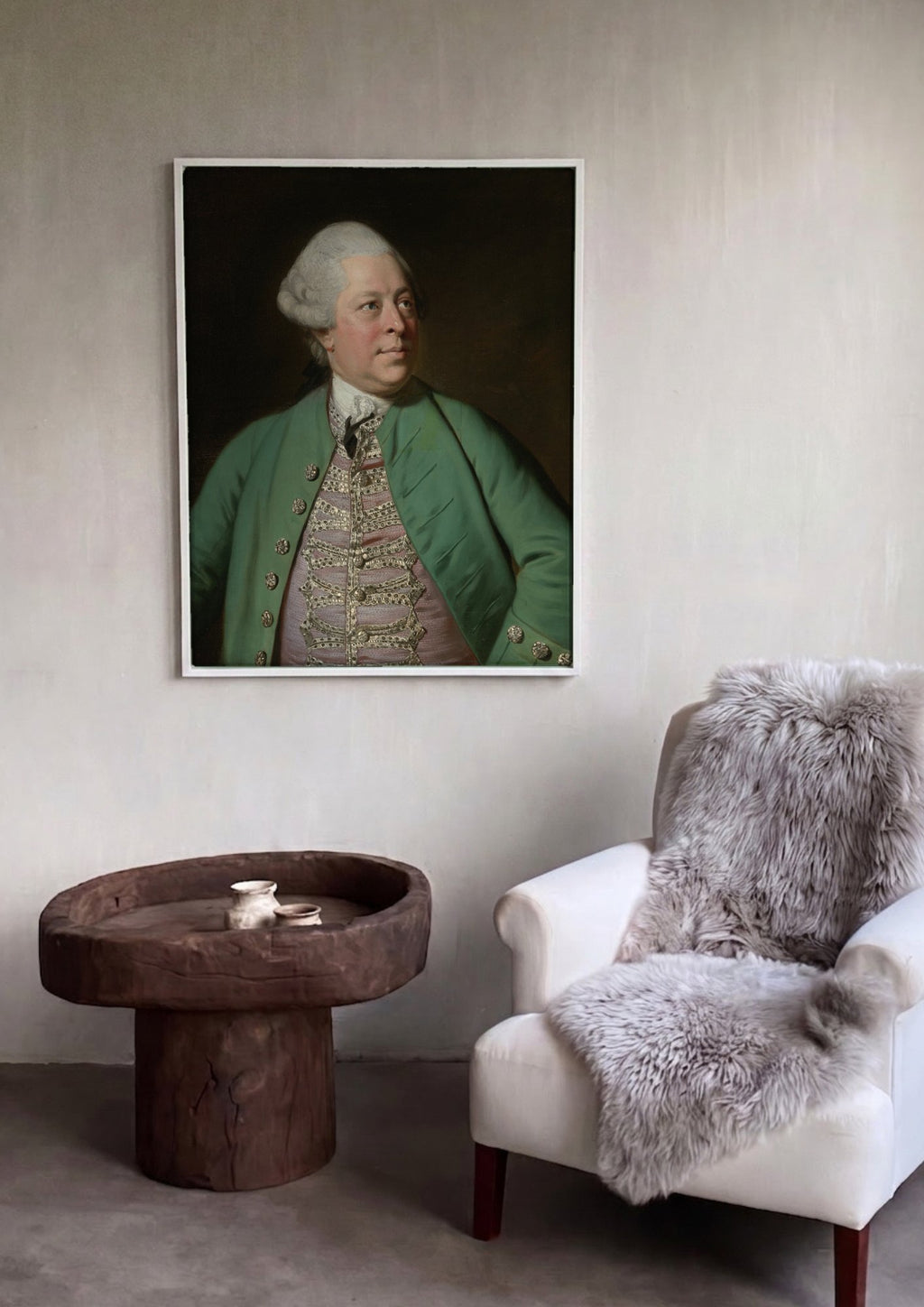 Quadro Decorativo Retrato de Joseph Warton - Sir Joshua Reynolds em ambiente decorado
