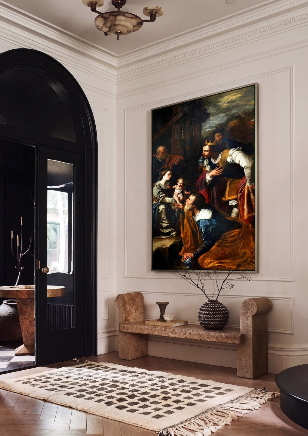 Quadro Decorativo Adoração dos Magos - Artemisia Gentileschi em ambiente decorado