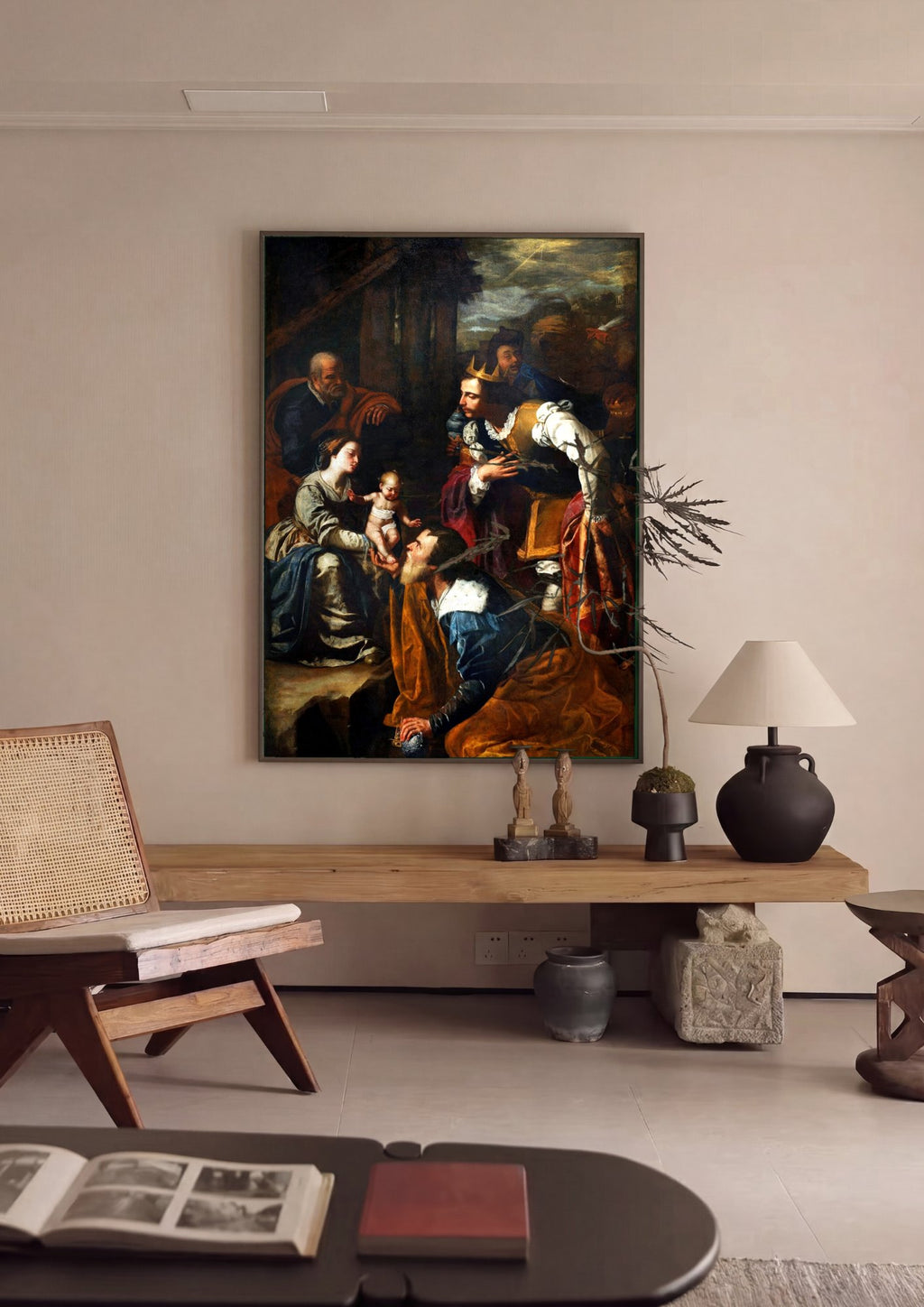 Quadro Decorativo Adoração dos Magos - Artemisia Gentileschi em ambiente decorado
