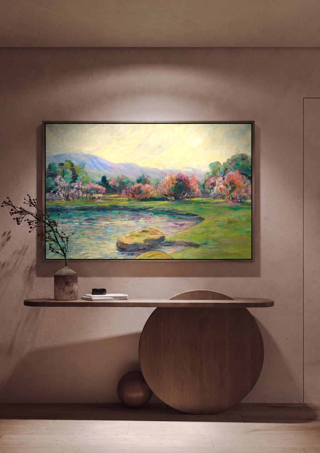 Quadro Decorativo Paisagem com Rio e Árvores - Armand Guillaumin em ambiente decorado