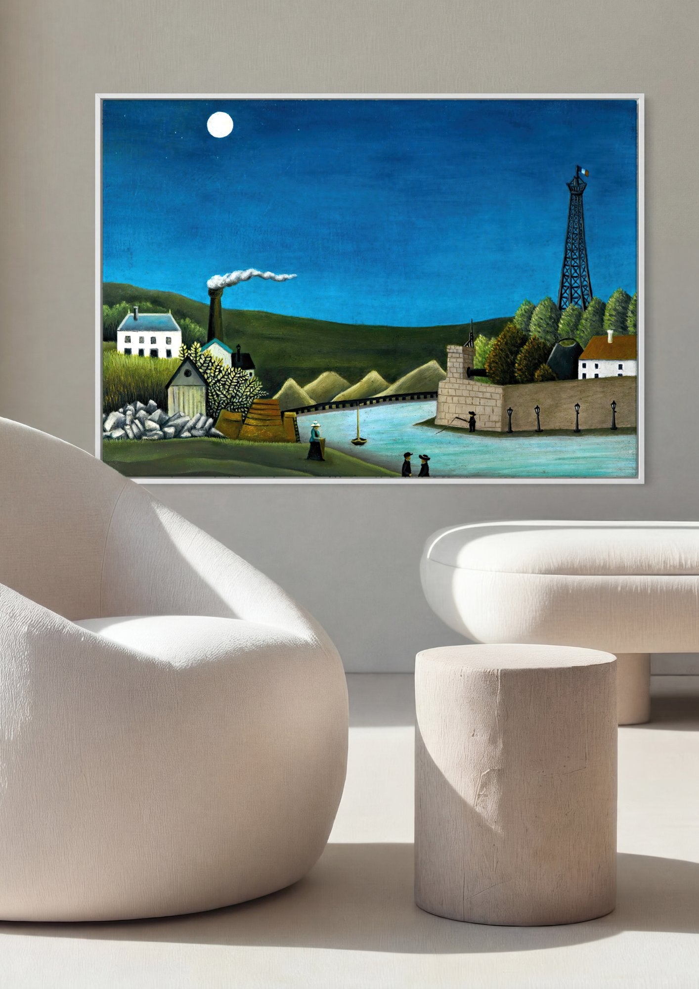 Quadro Decorativo A Ponte de Sevres e as Colinas de Saint-Cloud - Henri Rousseau em ambiente decorado