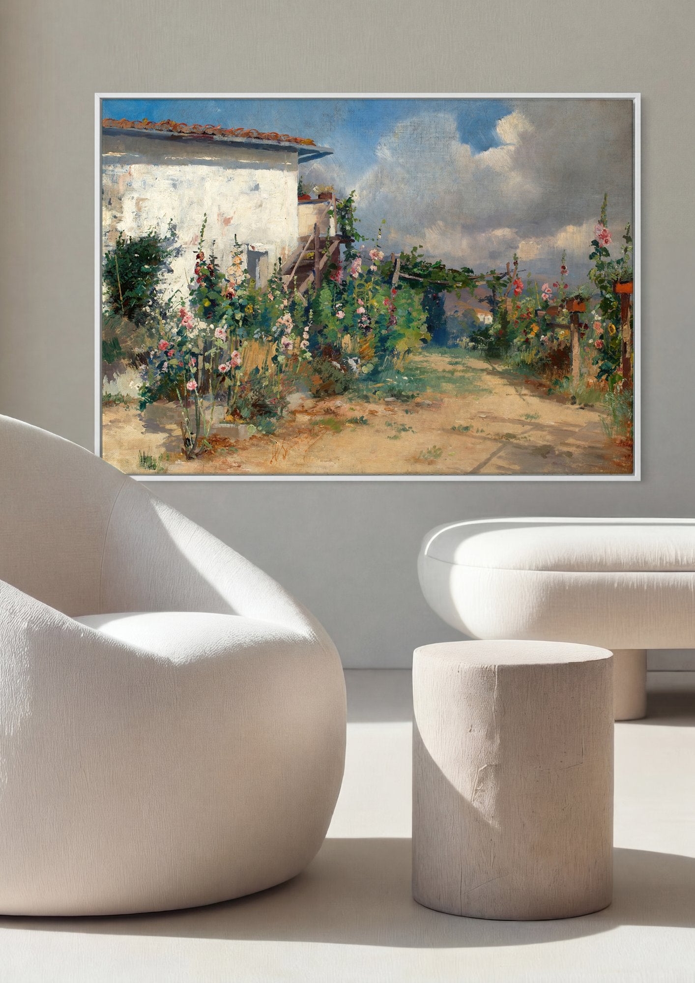 Quadro Decorativo Campo de Flores e Casa - Henryk Siemiradzki em ambiente decorado