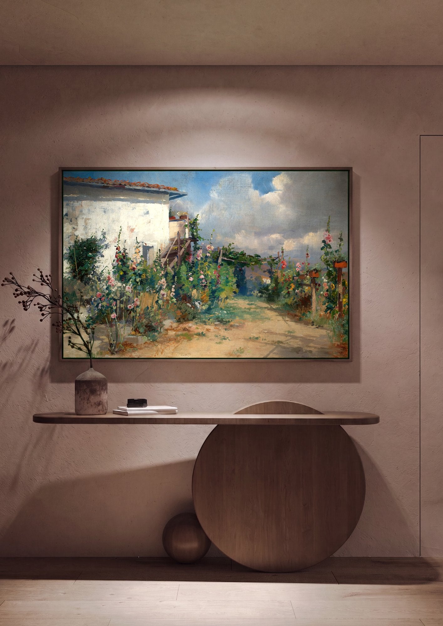 Quadro Decorativo Campo de Flores e Casa - Henryk Siemiradzki em ambiente decorado