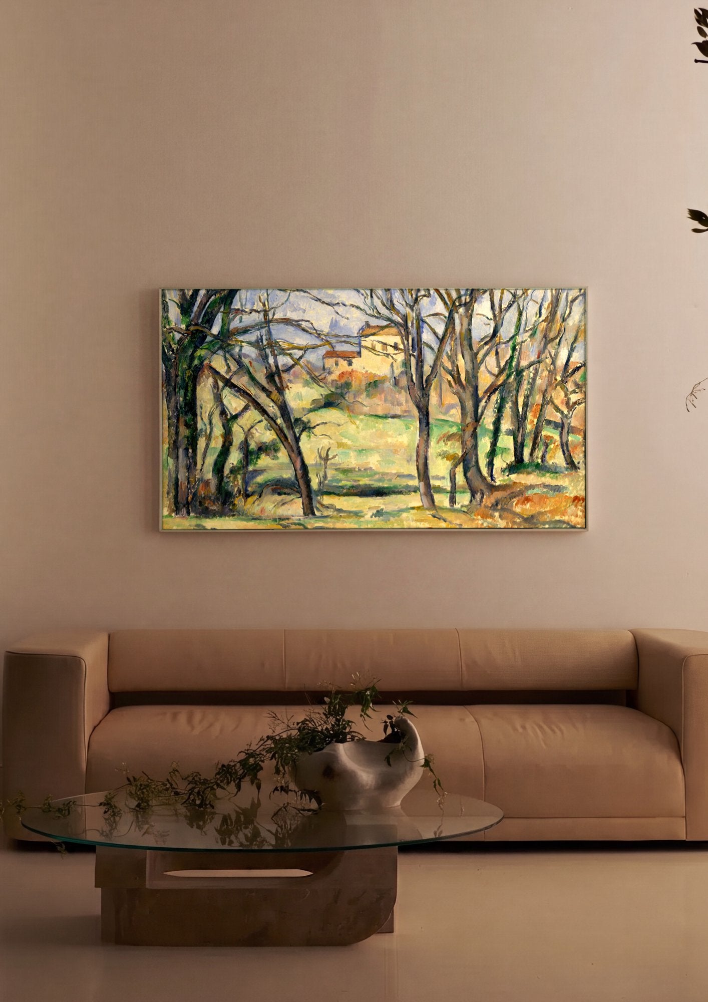 Quadro Decorativo A Casa Amarela (A Casa de Campo) - Paul Cézanne em ambiente decorado