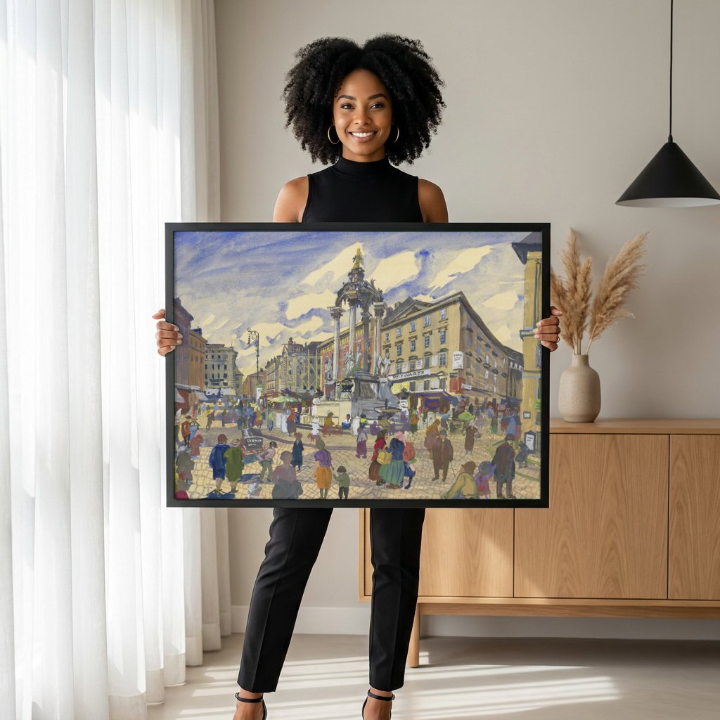 Quadro Decorativo Hoher Markt - Oskar Laske com modelo em ambiente