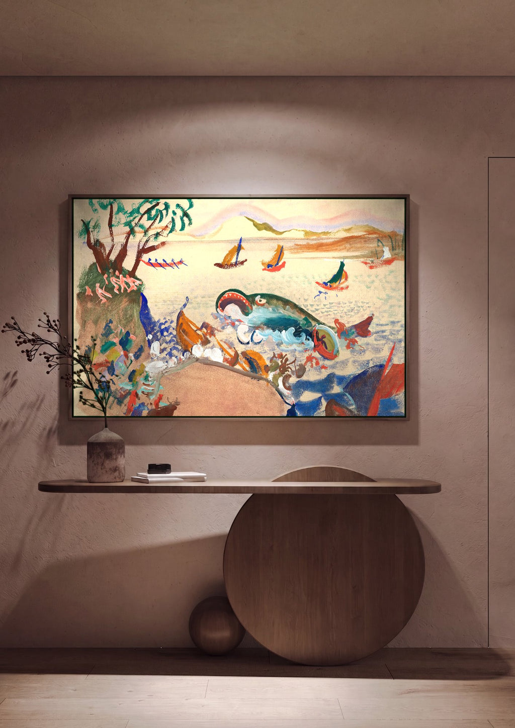 Quadro Decorativo: A Baleia de Oskar Laske em ambiente decorado