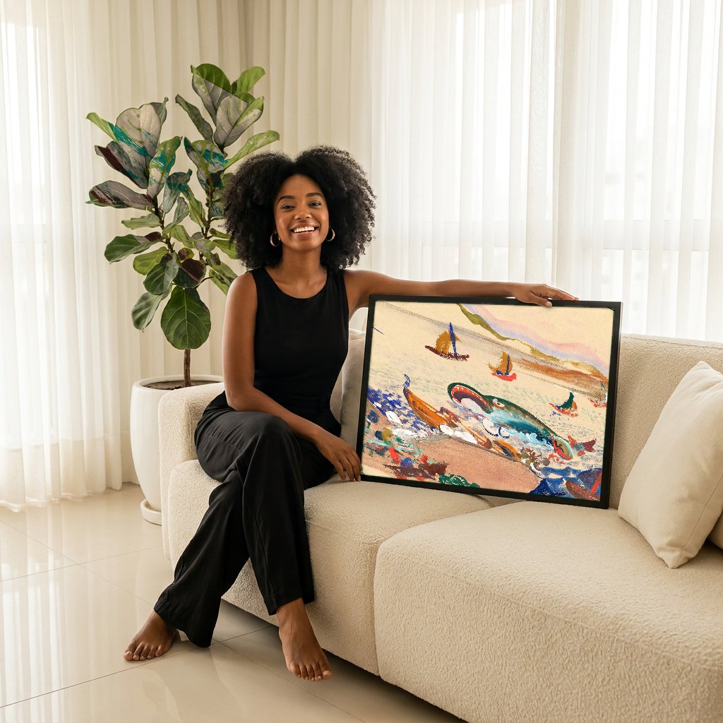Quadro Decorativo: A Baleia de Oskar Laske com modelo em ambiente