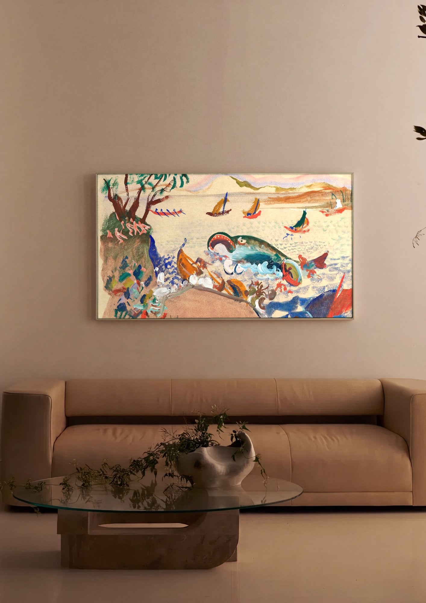 Quadro Decorativo: A Baleia de Oskar Laske em ambiente decorado