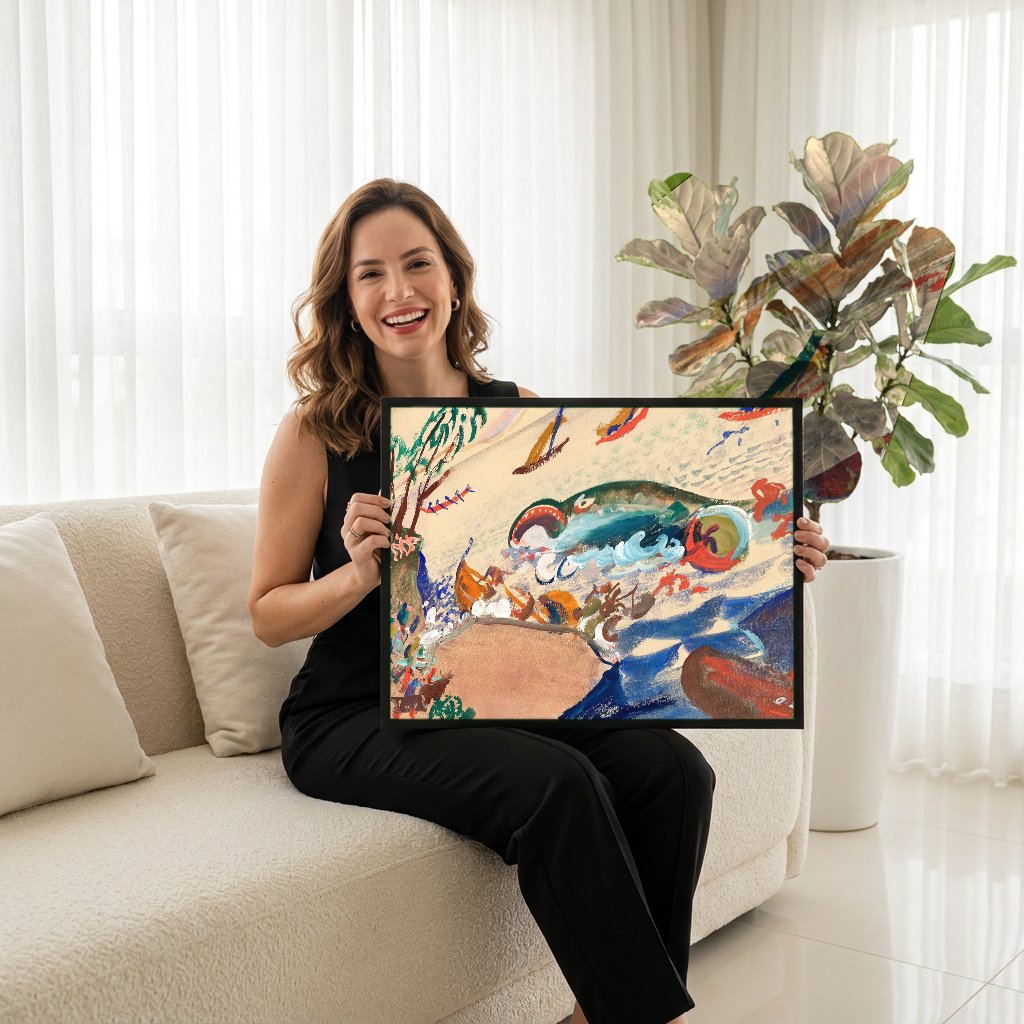 Quadro Decorativo: A Baleia de Oskar Laske com modelo em ambiente