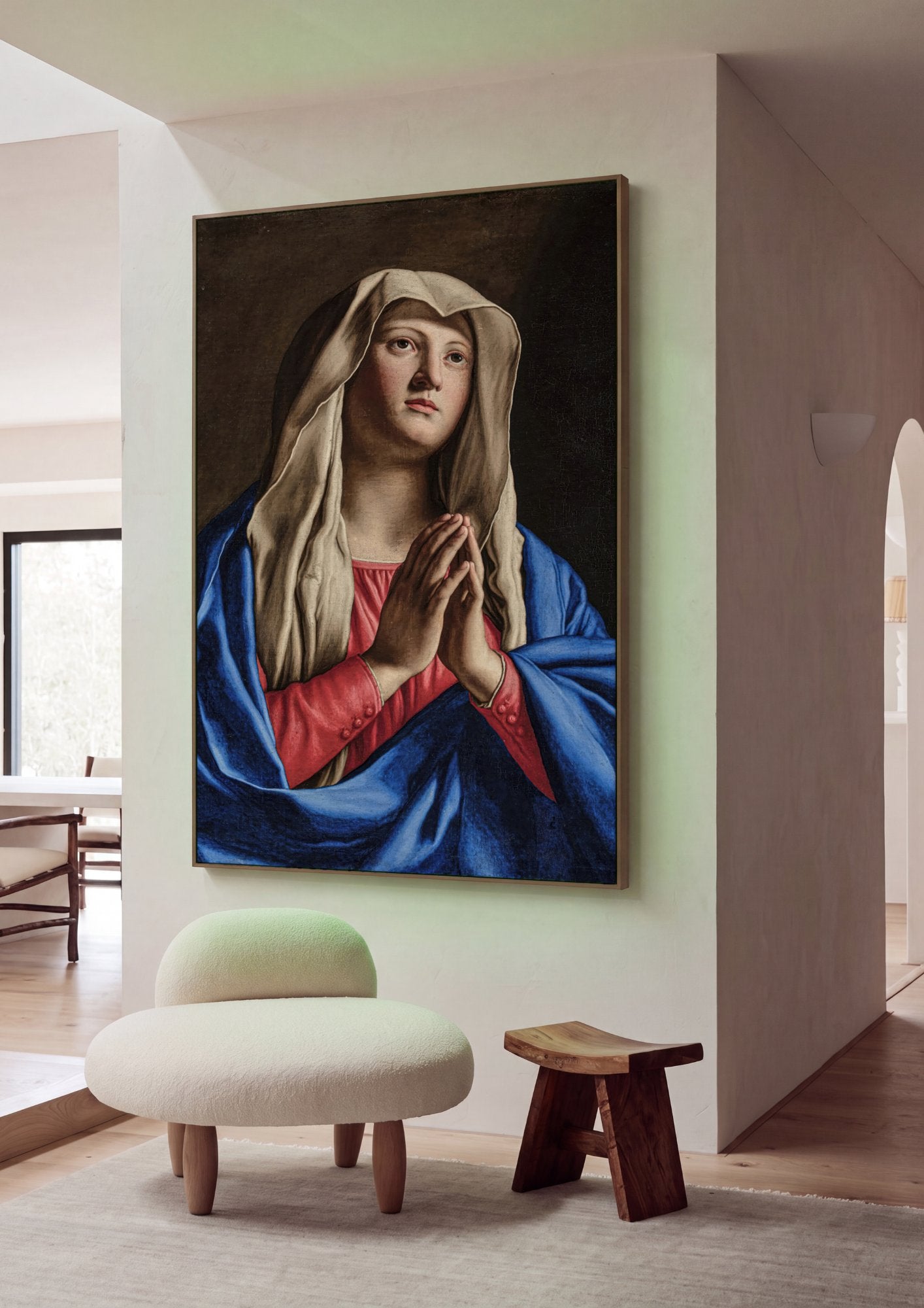 Quadro Decorativo Madonna em Oracao - Sassoferrato em ambiente decorado