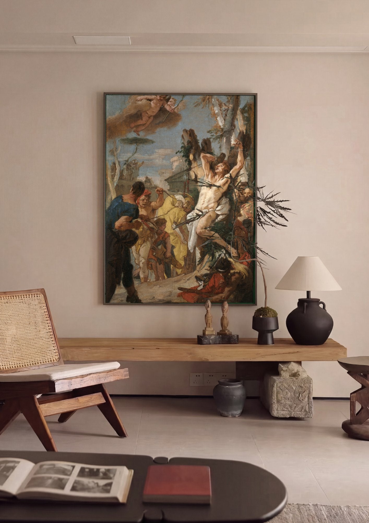 Quadro Decorativo Martírio de São Sebastião - Tiepolo em ambiente decorado