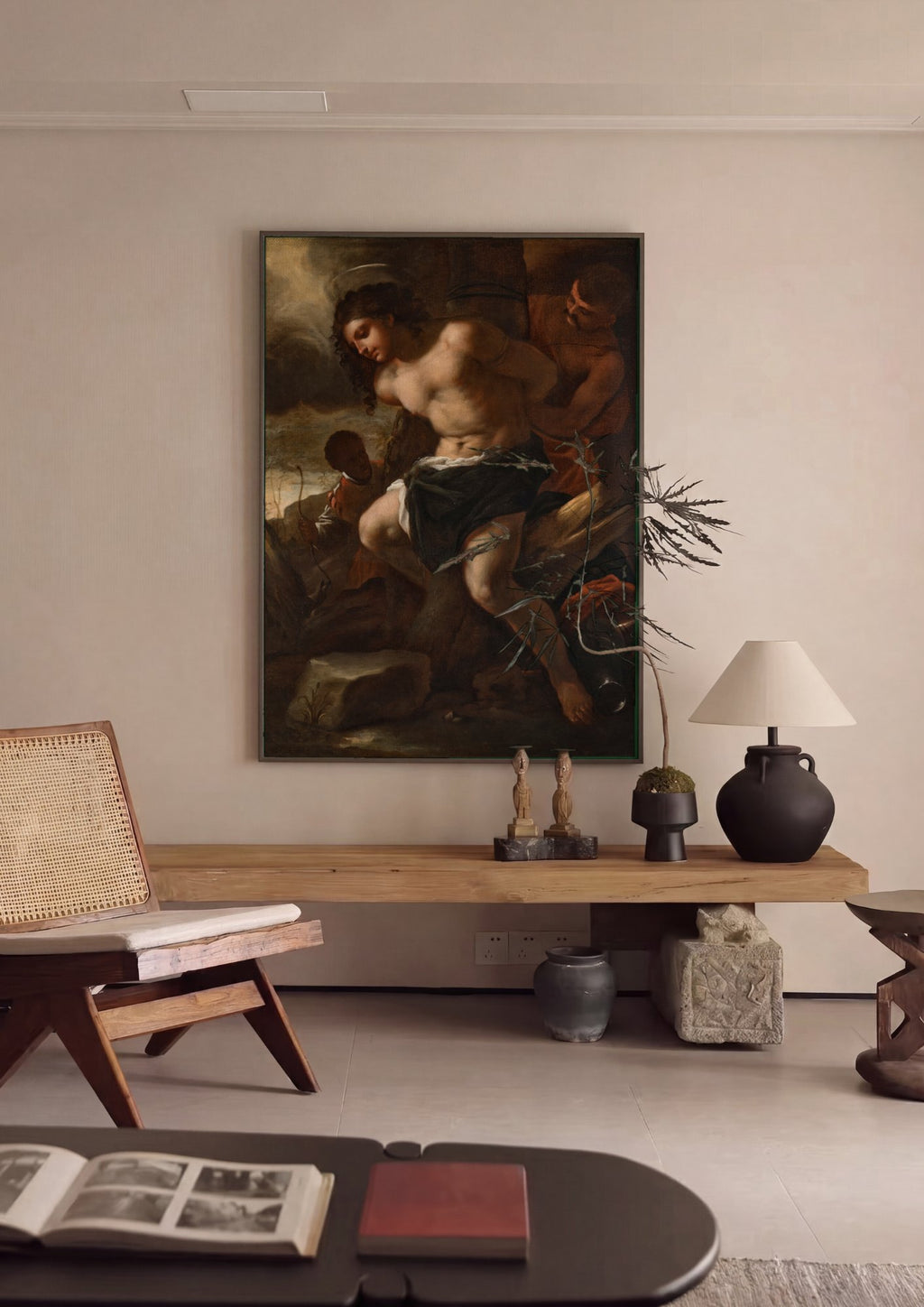 Quadro Decorativo Martírio de São Sebastião - Luca Giordano em ambiente decorado