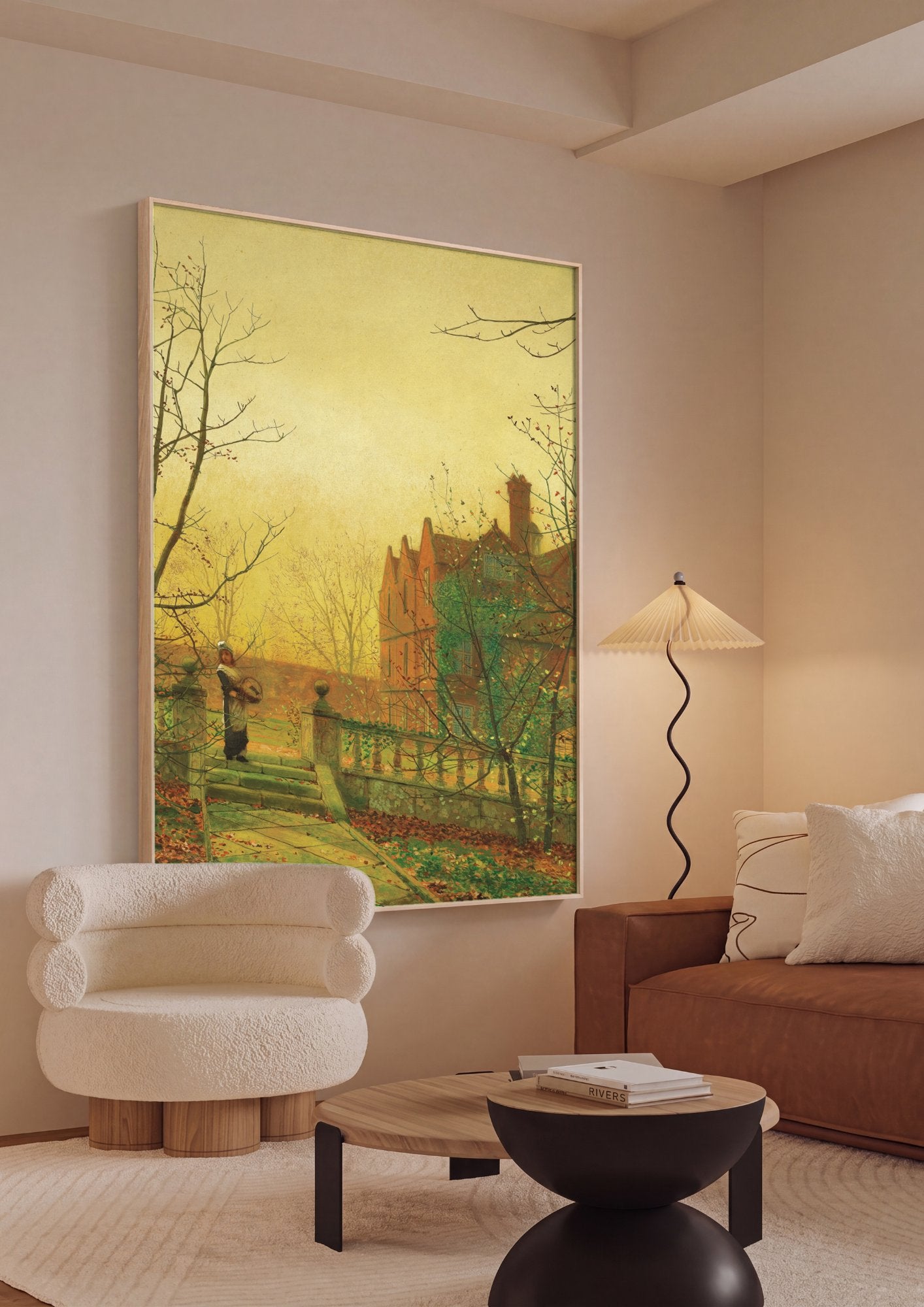 Quadro Decorativo 'The Old Garden' - John Atkinson Grimshaw em ambiente decorado