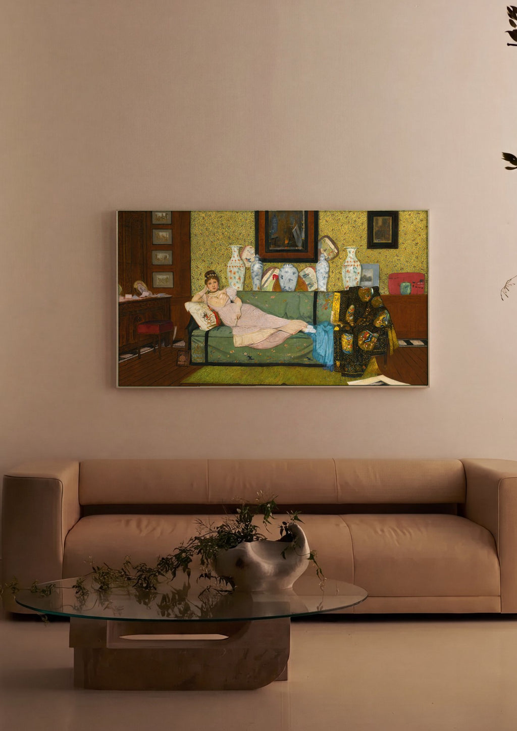 Quadro Decorativo A Dama do Sofá - John Atkinson Grimshaw em ambiente decorado