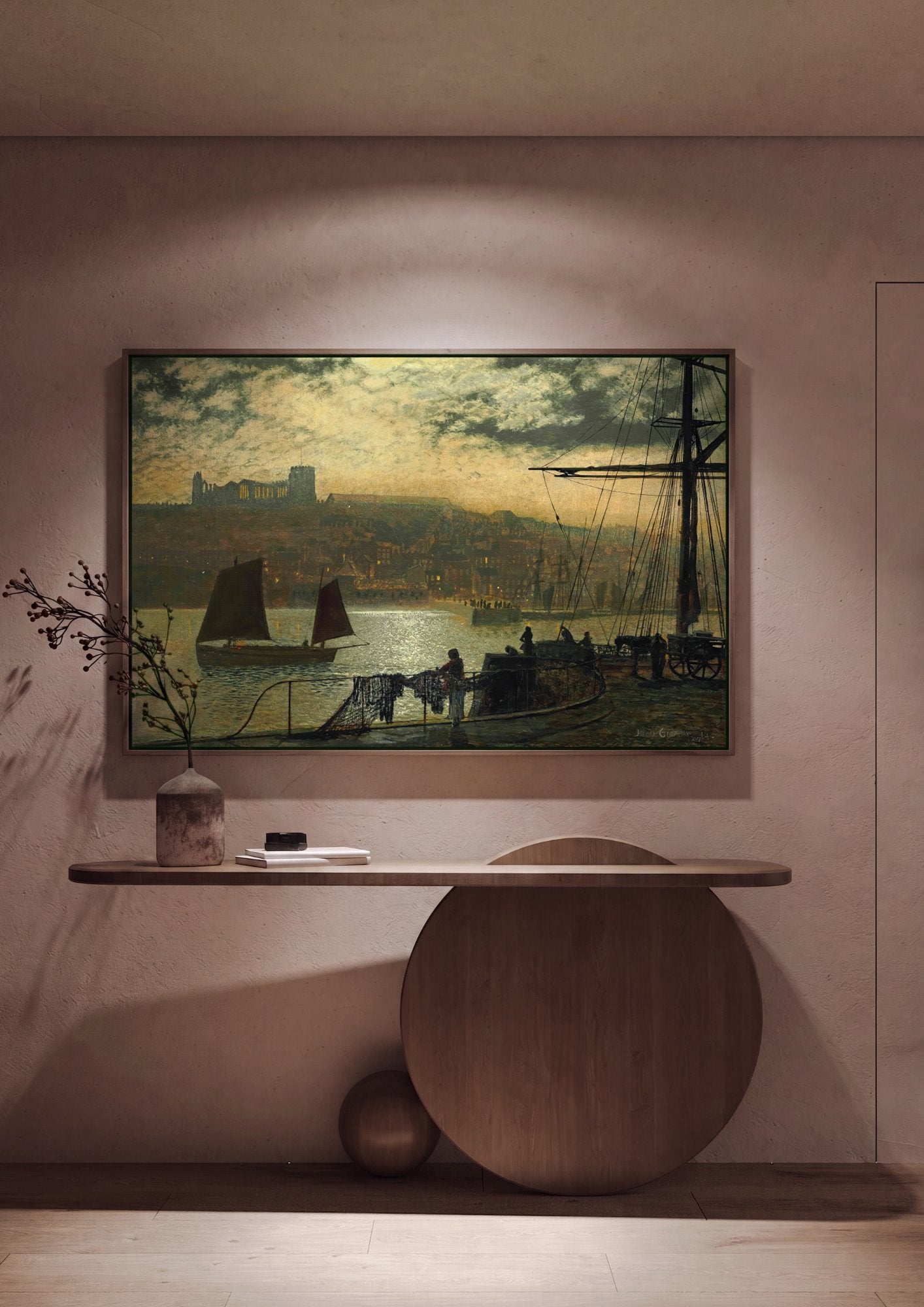 Quadro Decorativo Whitby Harbour - John Atkinson Grimshaw em ambiente decorado
