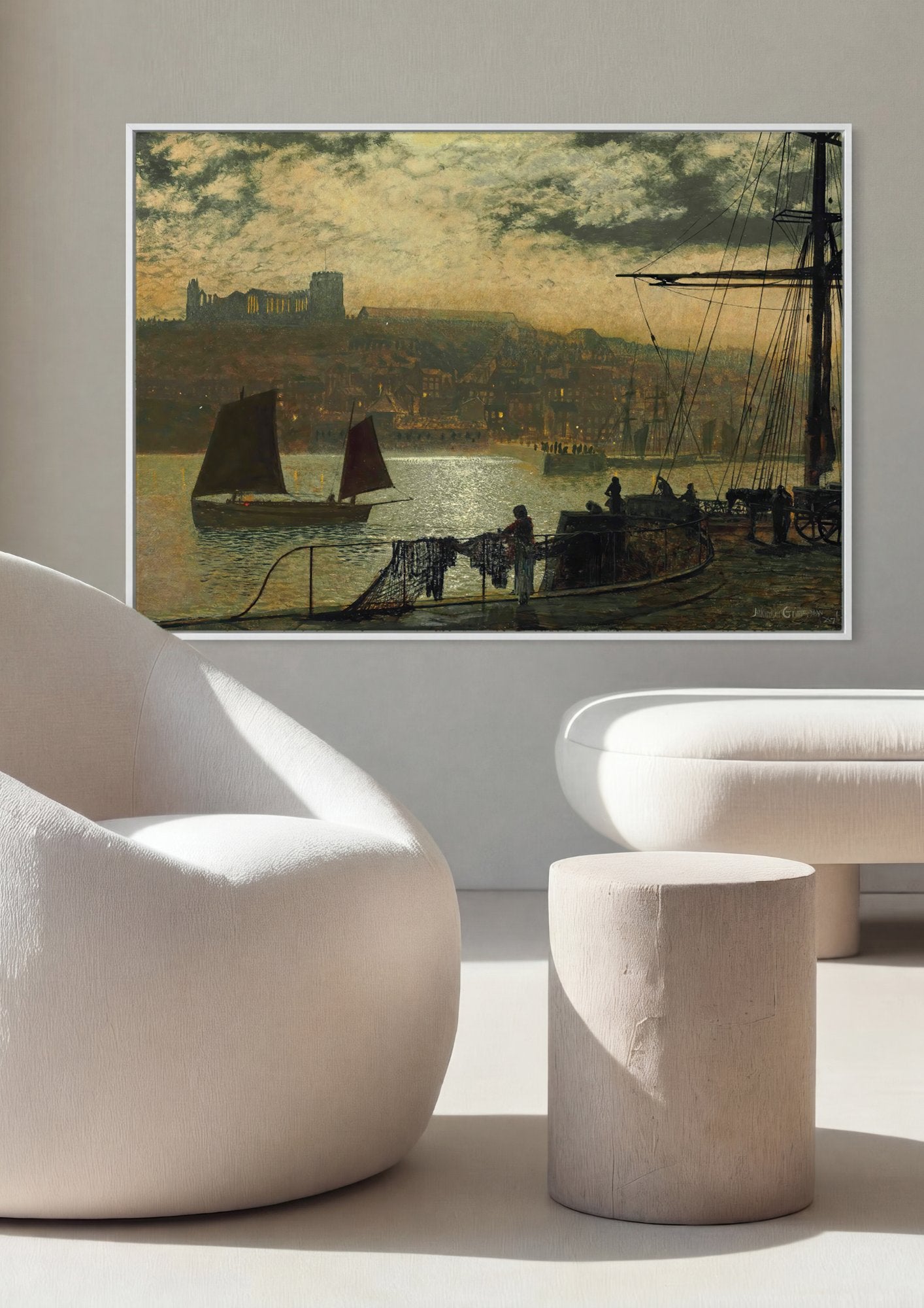 Quadro Decorativo Whitby Harbour - John Atkinson Grimshaw em ambiente decorado