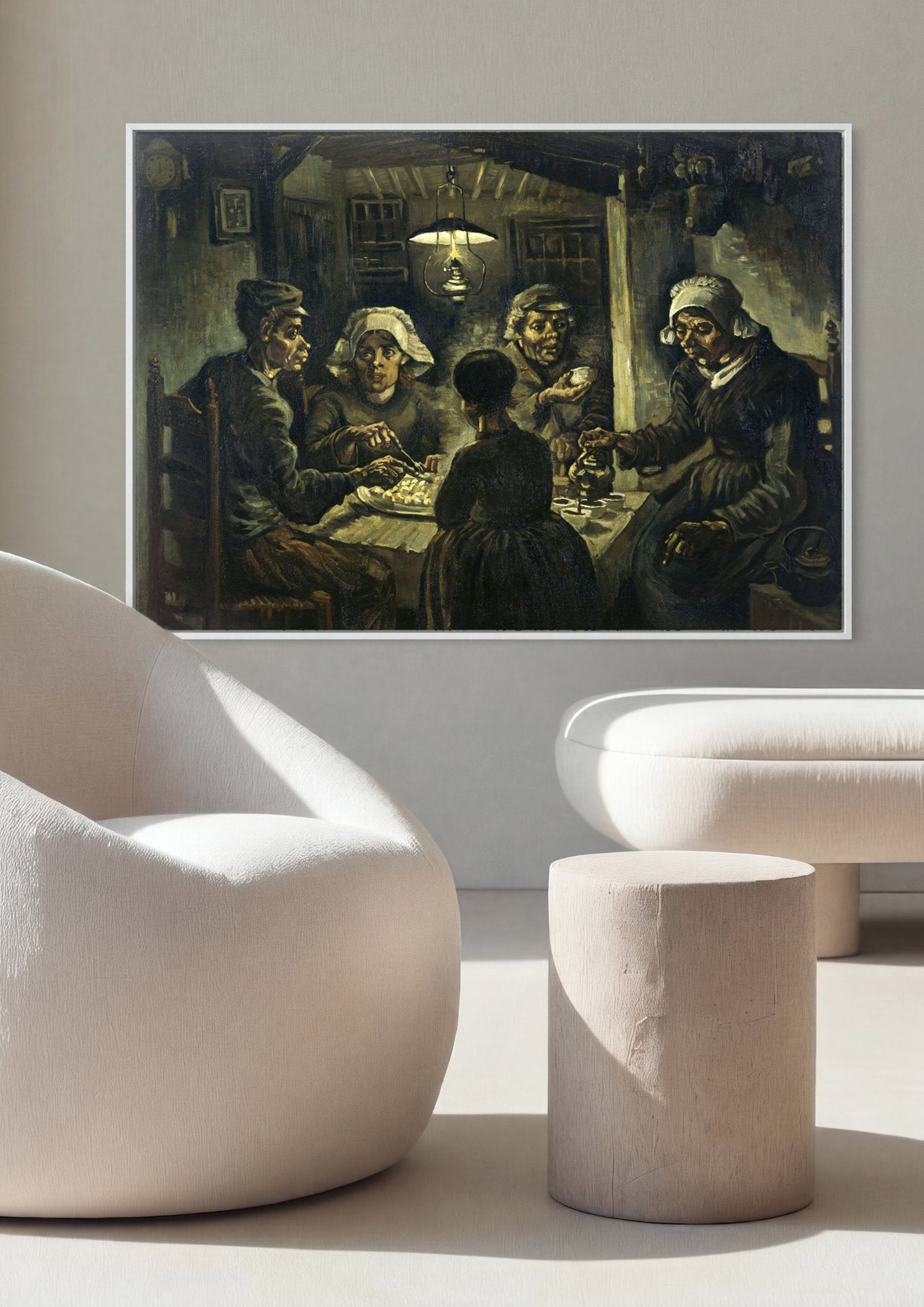 Quadro Decorativo Os Comedores de Batata - Van Gogh em ambiente decorado