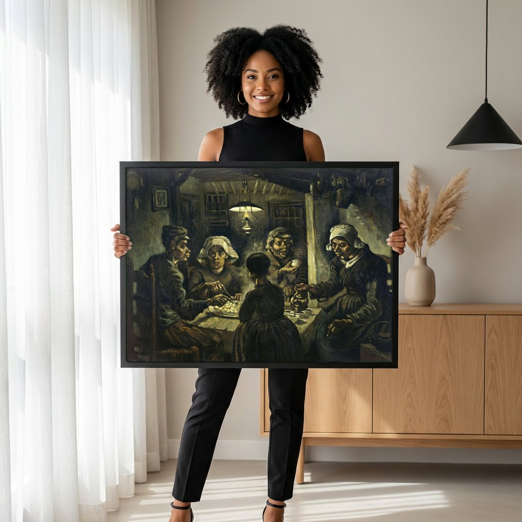 Quadro Decorativo Os Comedores de Batata - Van Gogh com modelo em ambiente
