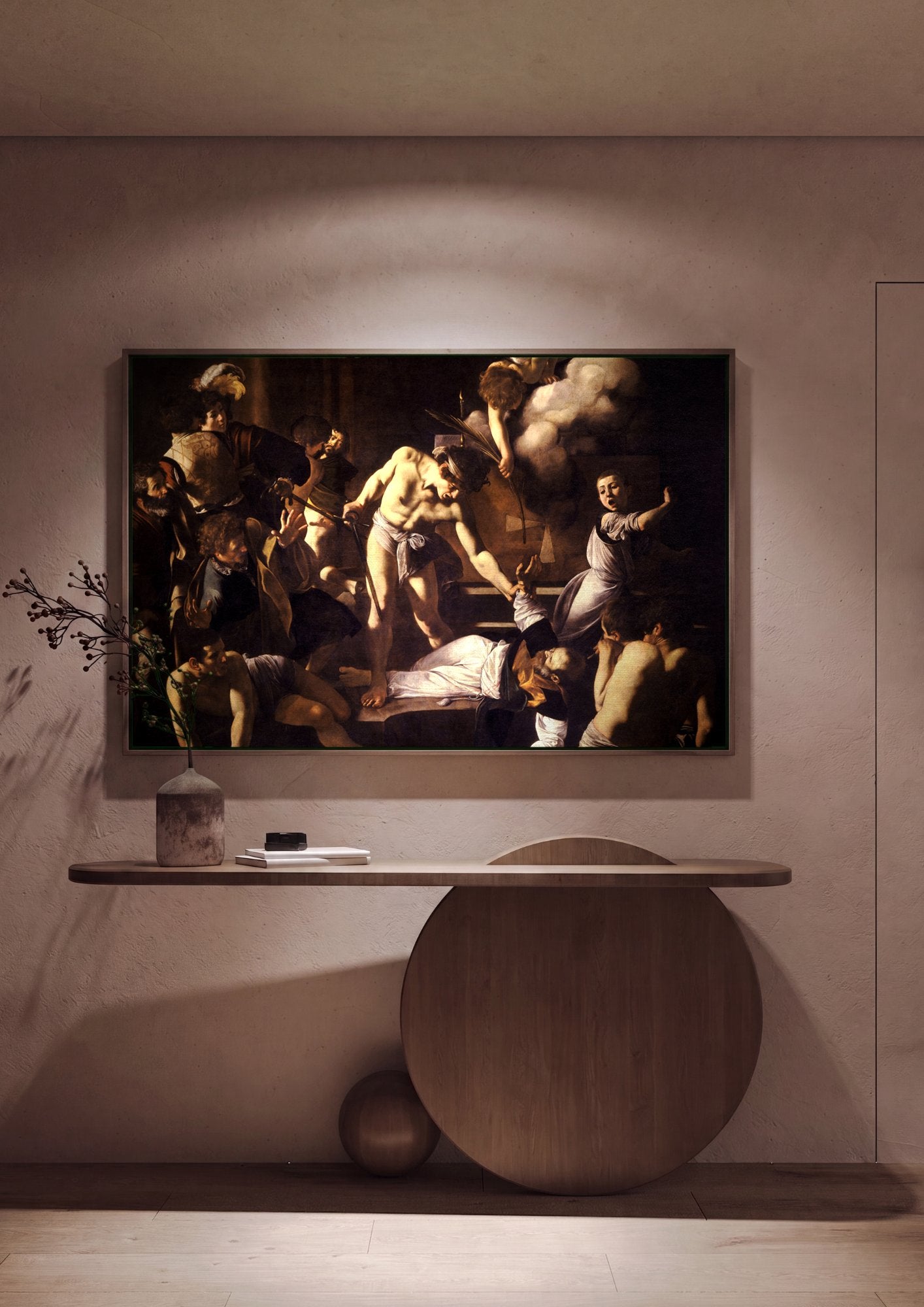 Quadro Decorativo O Martírio de São Mateus - Caravaggio em ambiente decorado