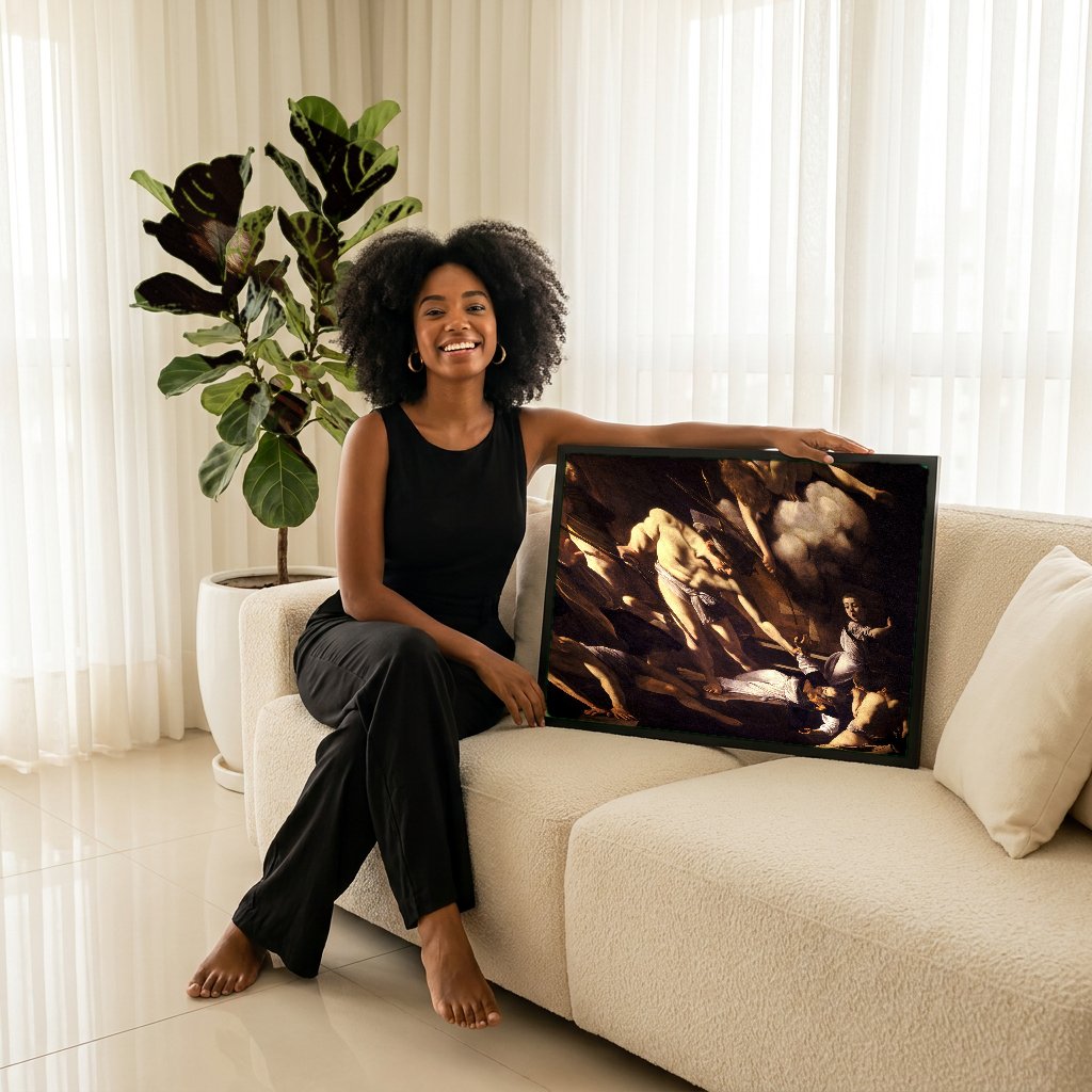 Quadro Decorativo O Martírio de São Mateus - Caravaggio com modelo em ambiente