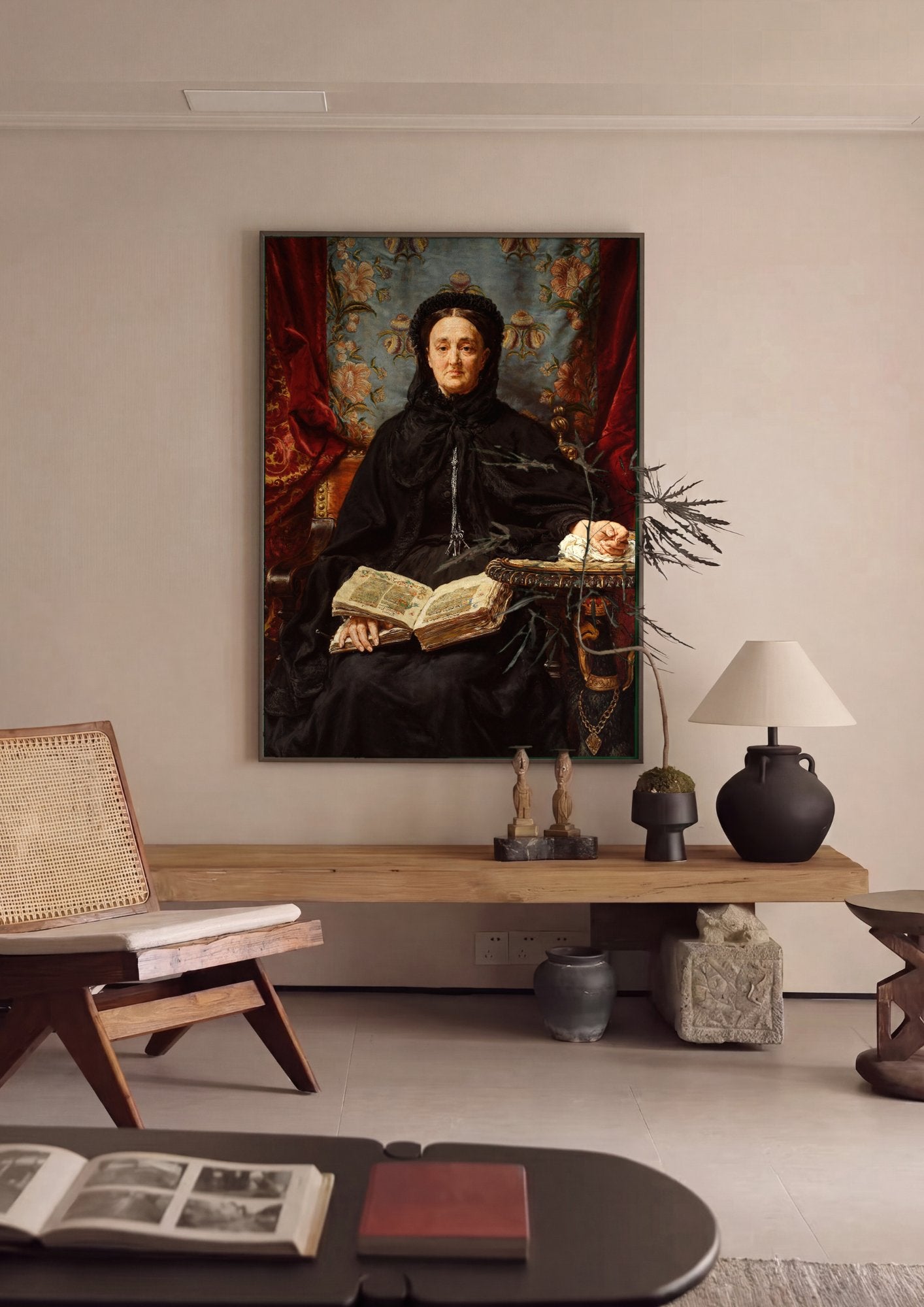 Quadro Decorativo Senhora com Livro - Matejko em ambiente decorado