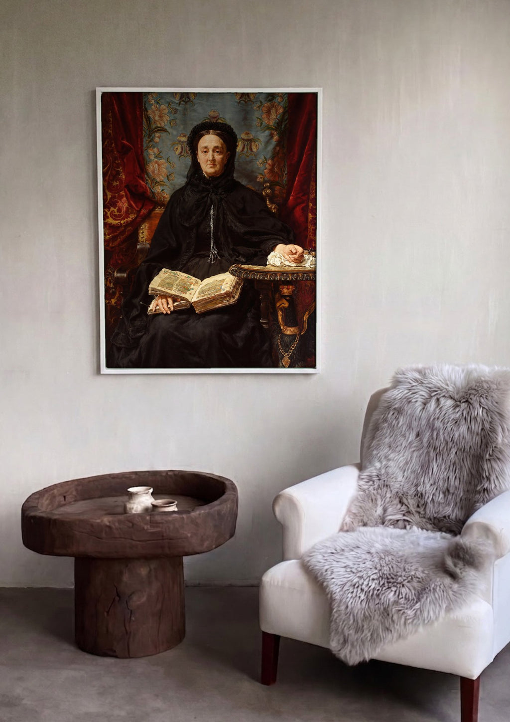 Quadro Decorativo Senhora com Livro - Matejko em ambiente decorado