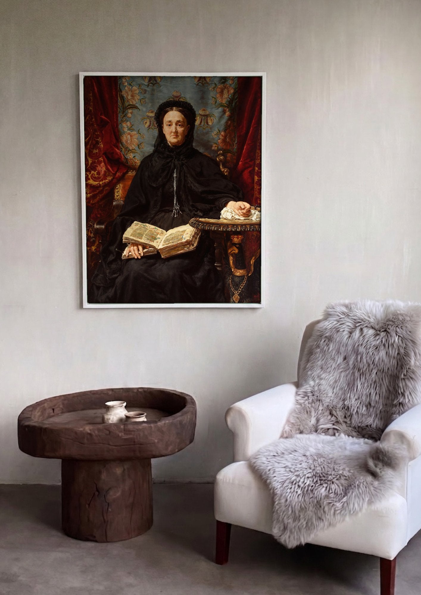 Quadro Decorativo Senhora com Livro - Matejko em ambiente decorado