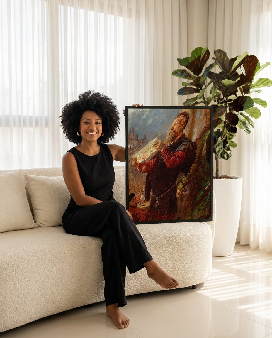 Quadro Decorativo: A Proclamacao - Jan Matejko com modelo em ambiente