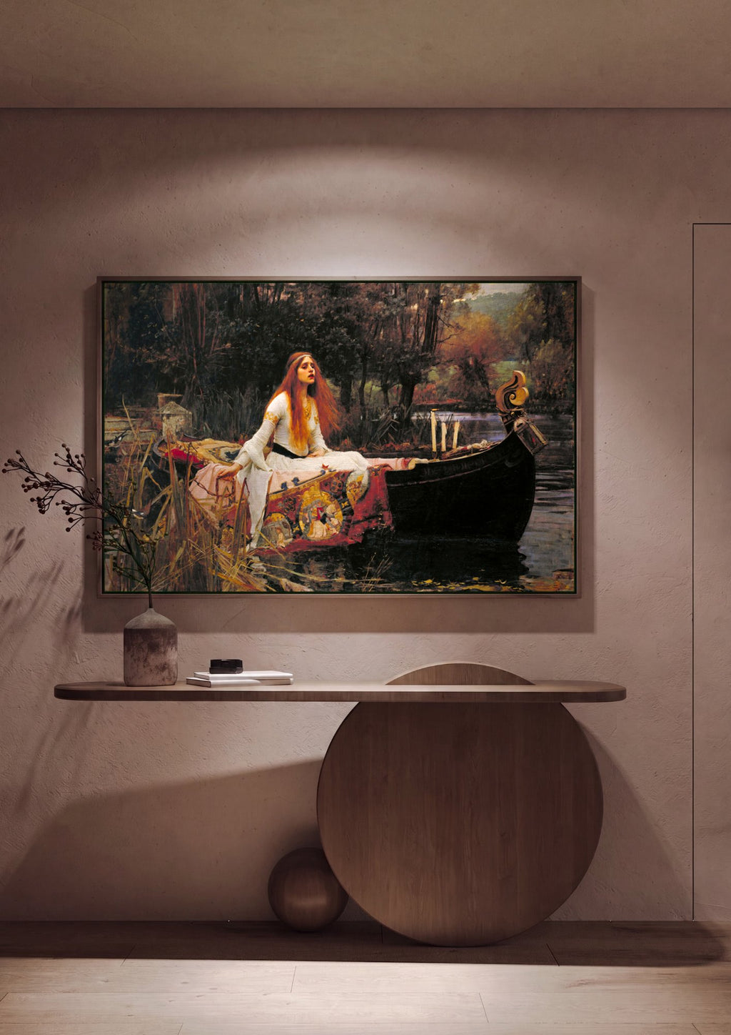 Quadro Decorativo A Dama de Shalott - Waterhouse em ambiente decorado