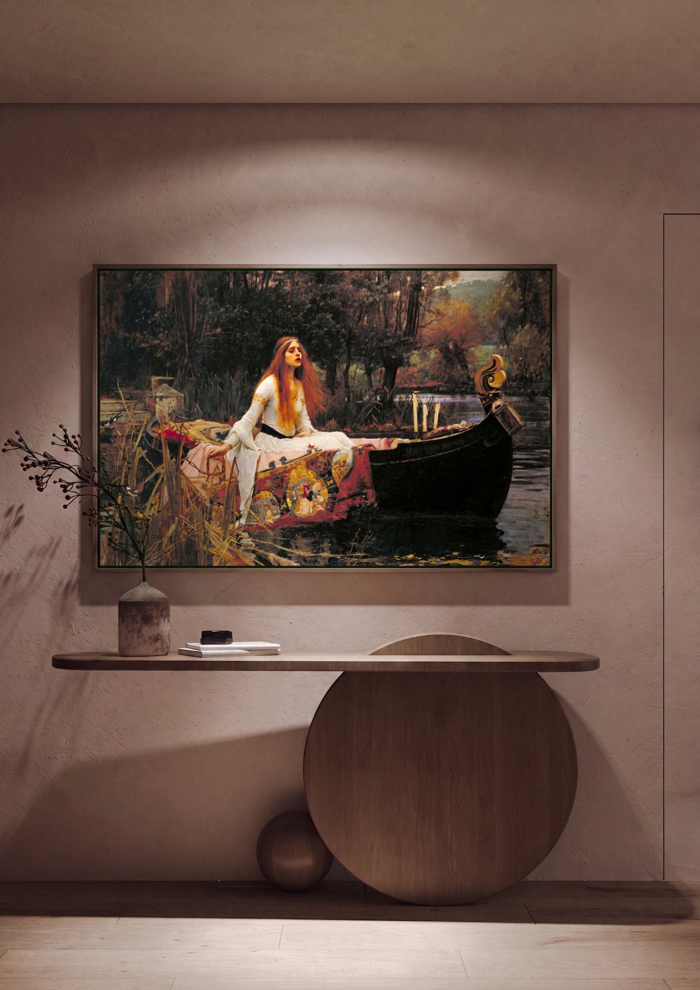 Quadro Decorativo A Dama de Shalott - Waterhouse em ambiente decorado