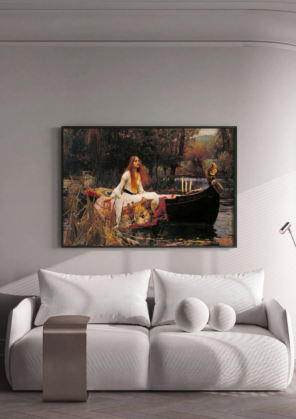 Quadro Decorativo A Dama de Shalott - Waterhouse em ambiente decorado