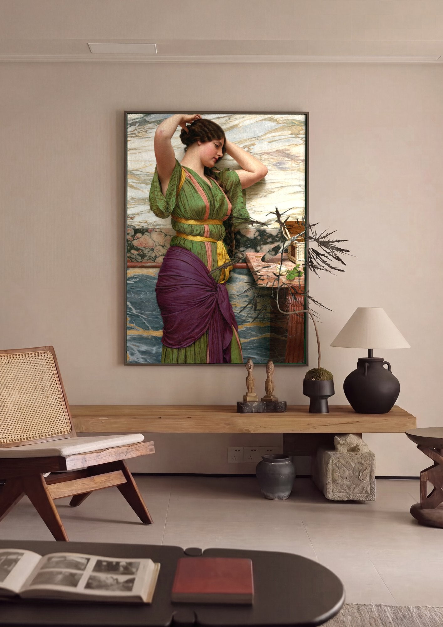 Quadro Decorativo Preparing for the Bath - Godward em ambiente decorado