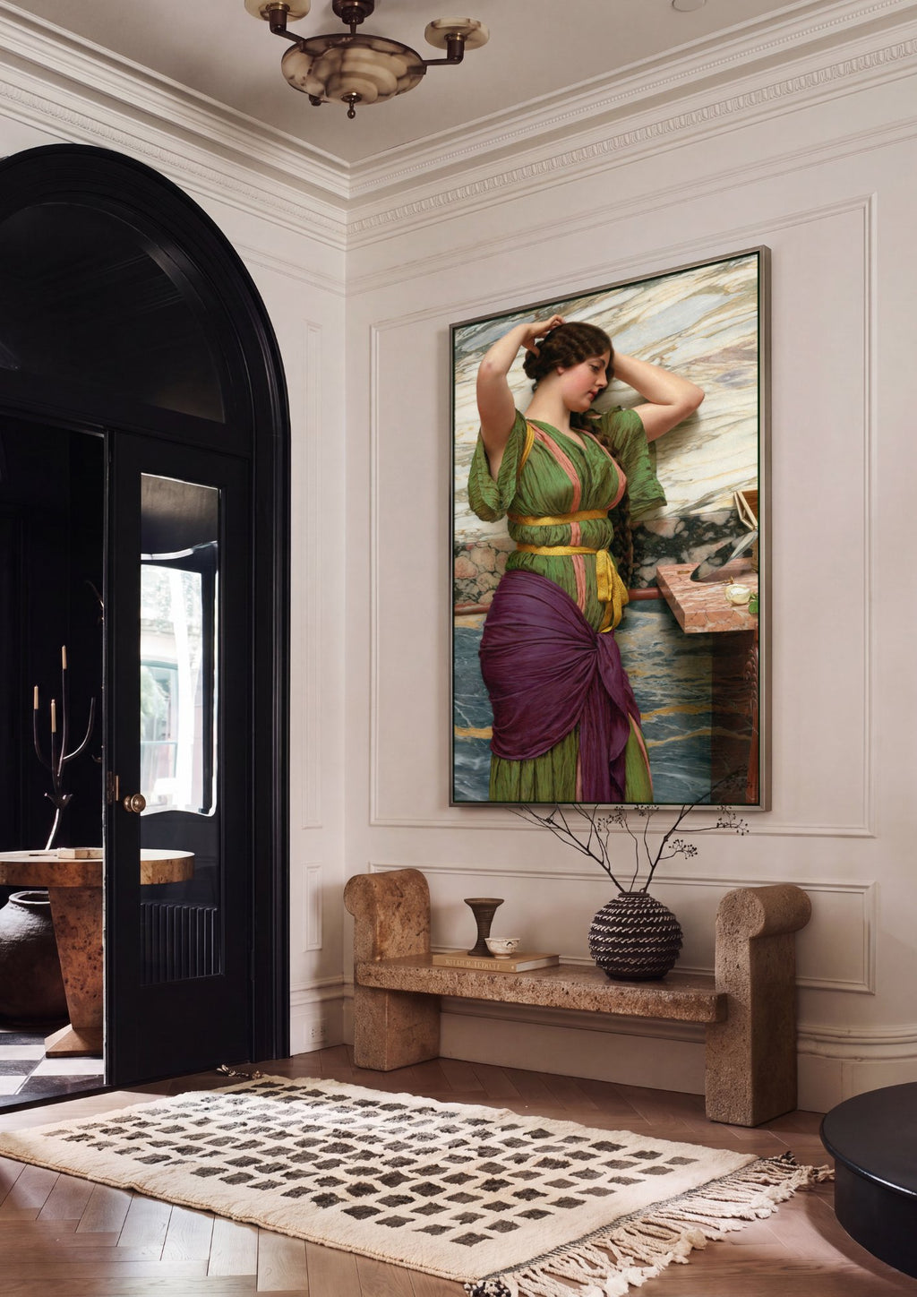 Quadro Decorativo Preparing for the Bath - Godward em ambiente decorado