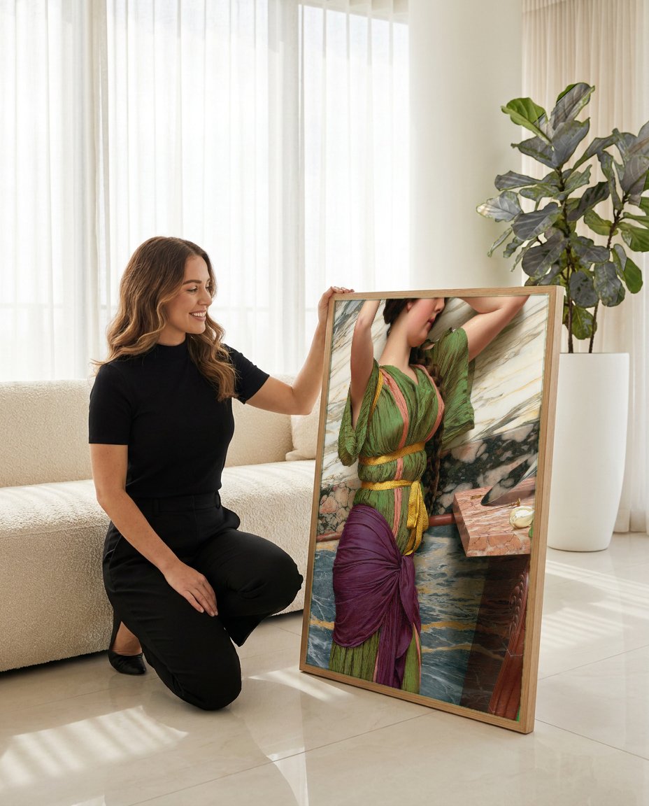 Quadro Decorativo Preparing for the Bath - Godward com modelo em ambiente
