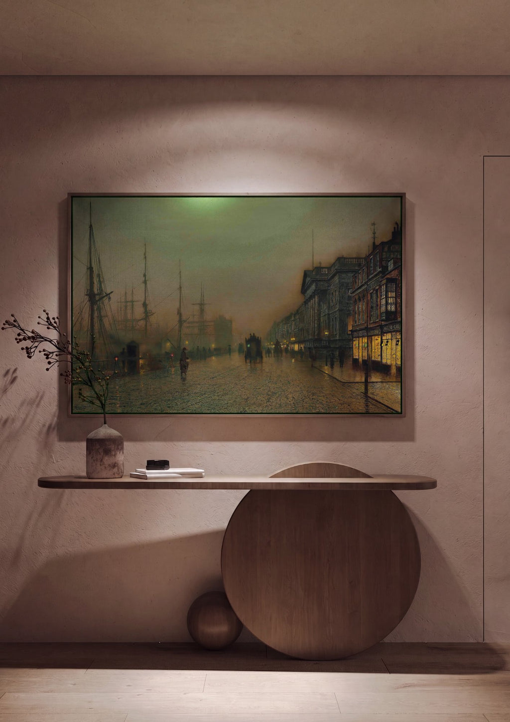 Quadro Decorativo Porto à Noite - John Atkinson Grimshaw em ambiente decorado