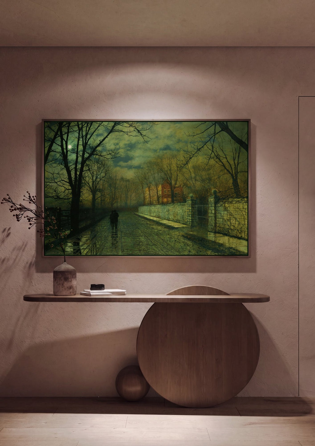 Quadro Decorativo Noite de Inverno - J. Atkinson Grimshaw em ambiente decorado