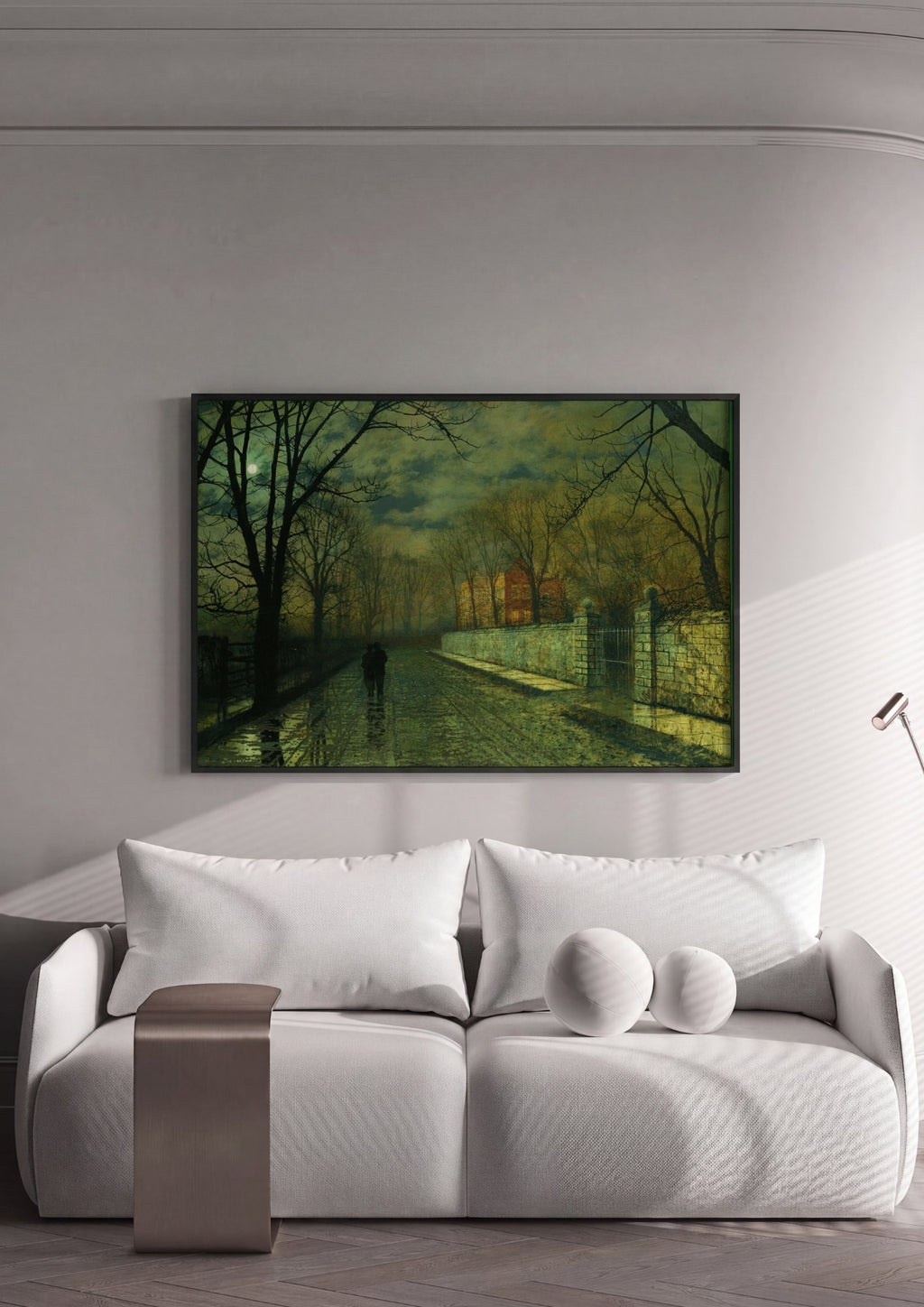 Quadro Decorativo Noite de Inverno - J. Atkinson Grimshaw em ambiente decorado
