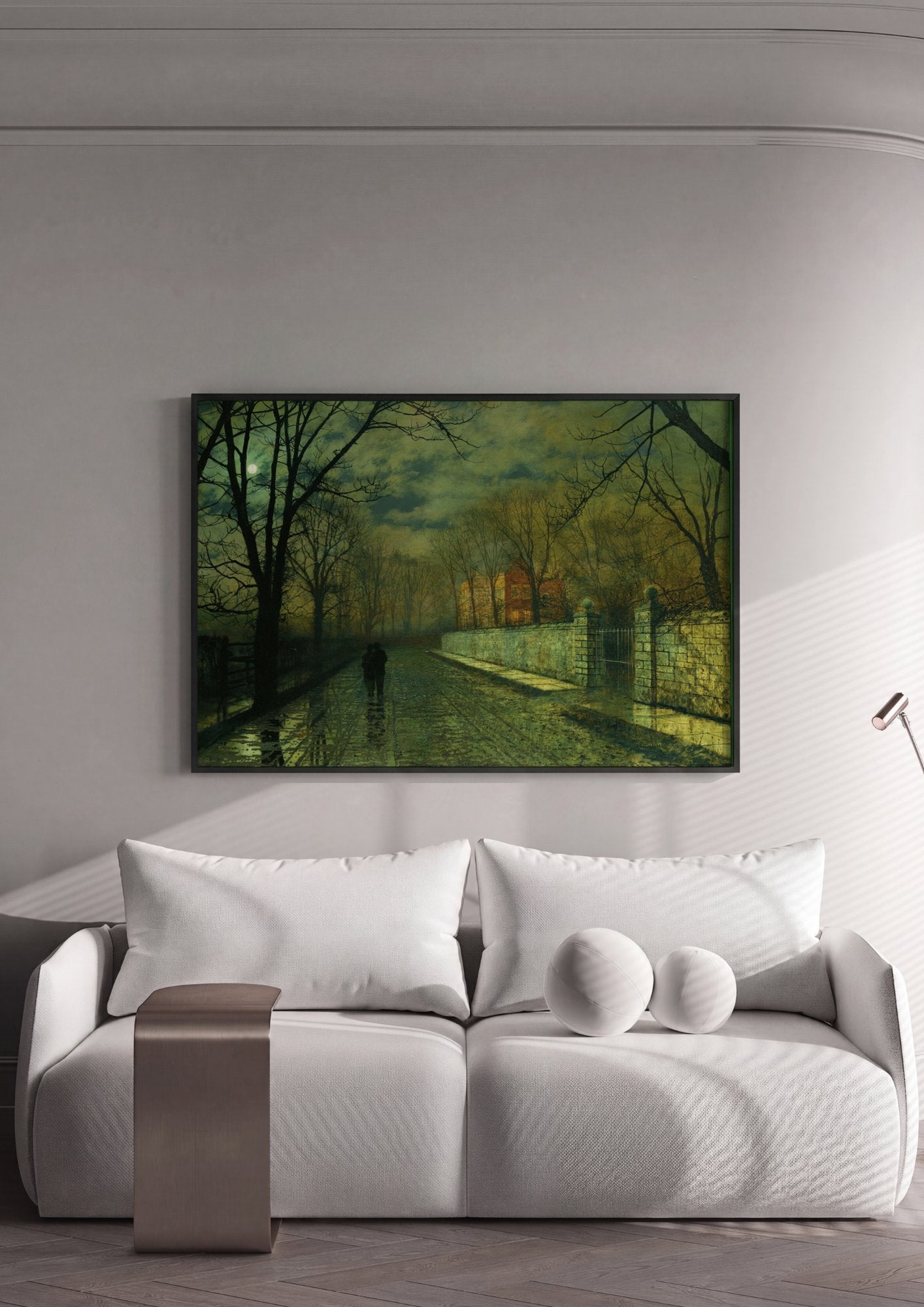 Quadro Decorativo Noite de Inverno - J. Atkinson Grimshaw em ambiente decorado
