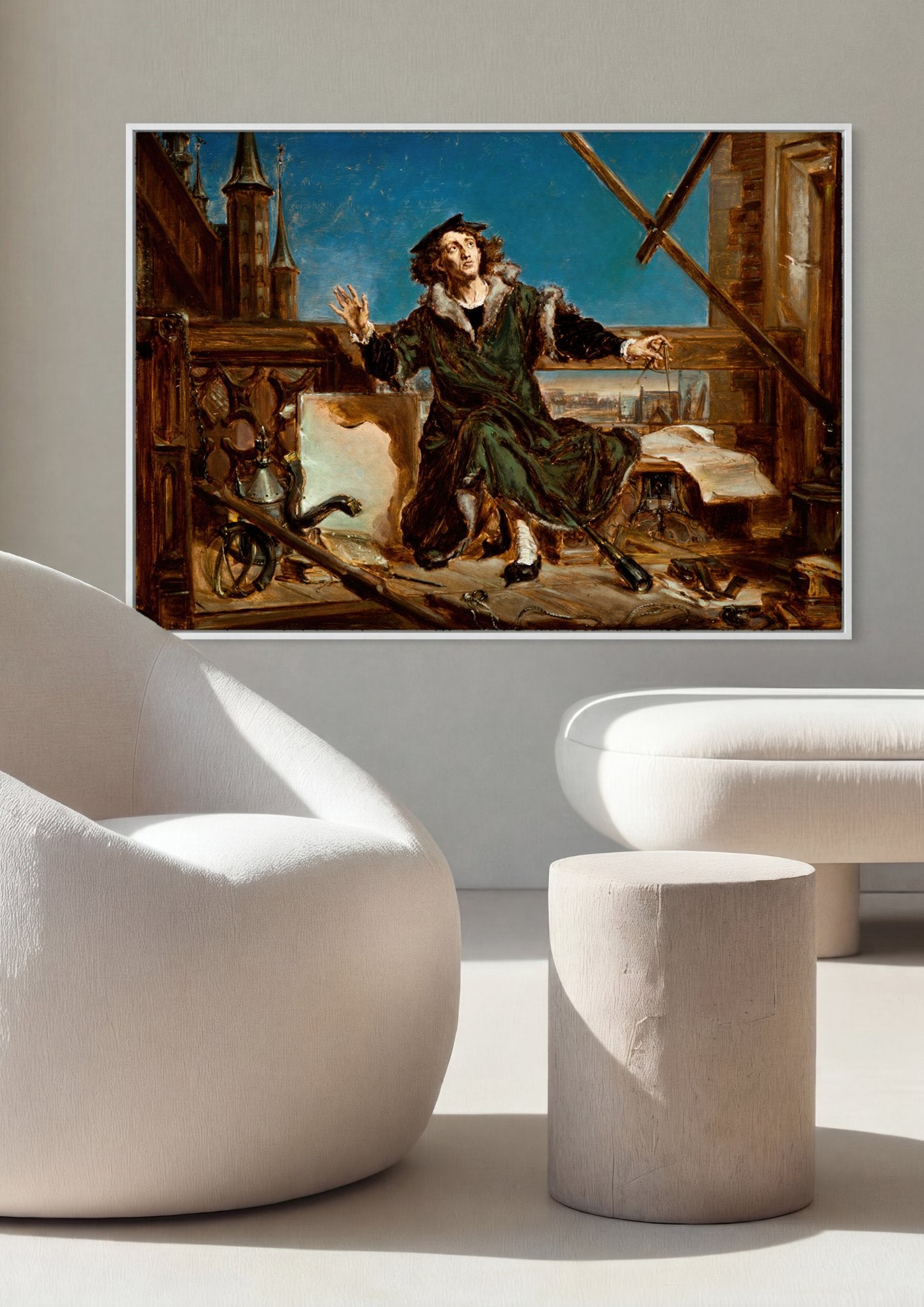 Quadro Decorativo Copérnico no Observatório - Jan Matejko em ambiente decorado