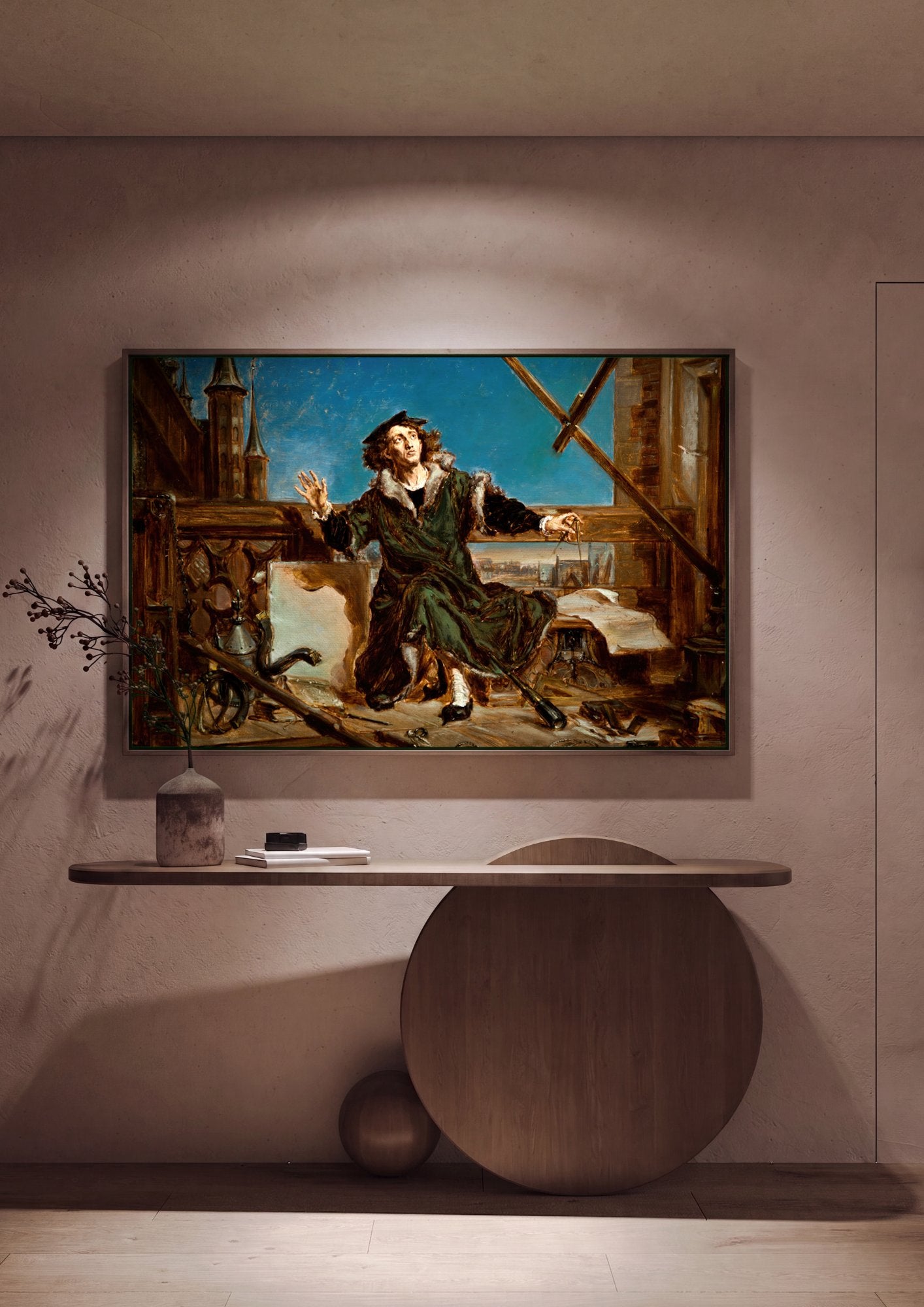 Quadro Decorativo Copérnico no Observatório - Jan Matejko em ambiente decorado