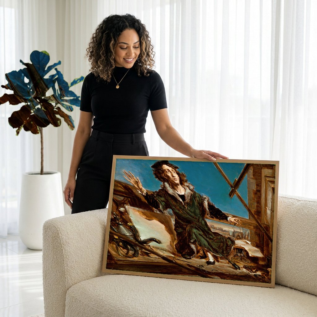 Quadro Decorativo Copérnico no Observatório - Jan Matejko com modelo em ambiente