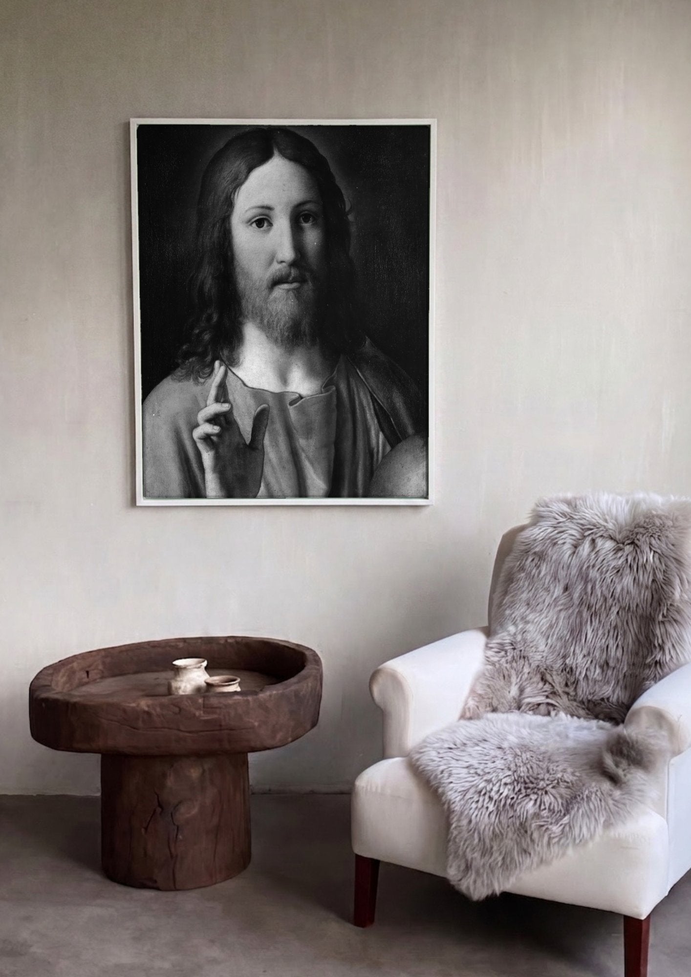 Quadro Decorativo Ecce Homo - Sassoferrato em ambiente decorado