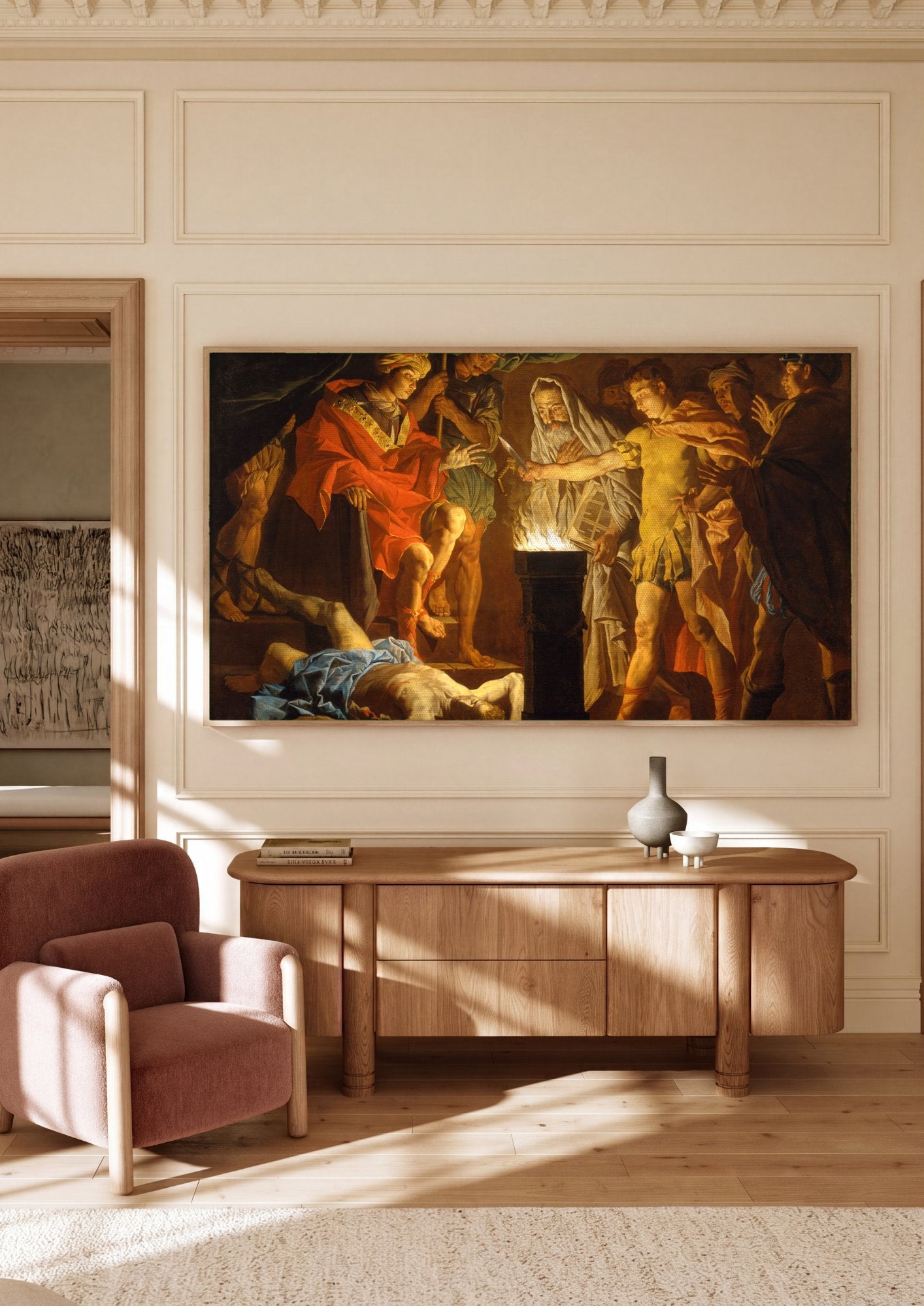 Quadro Decorativo A Morte de Sêneca - Matthias Stomer em ambiente decorado