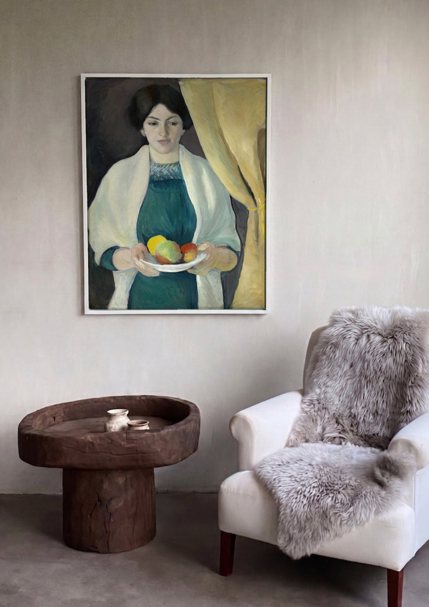 Quadro Decorativo A Mulher com Frutas - August Macke em ambiente decorado
