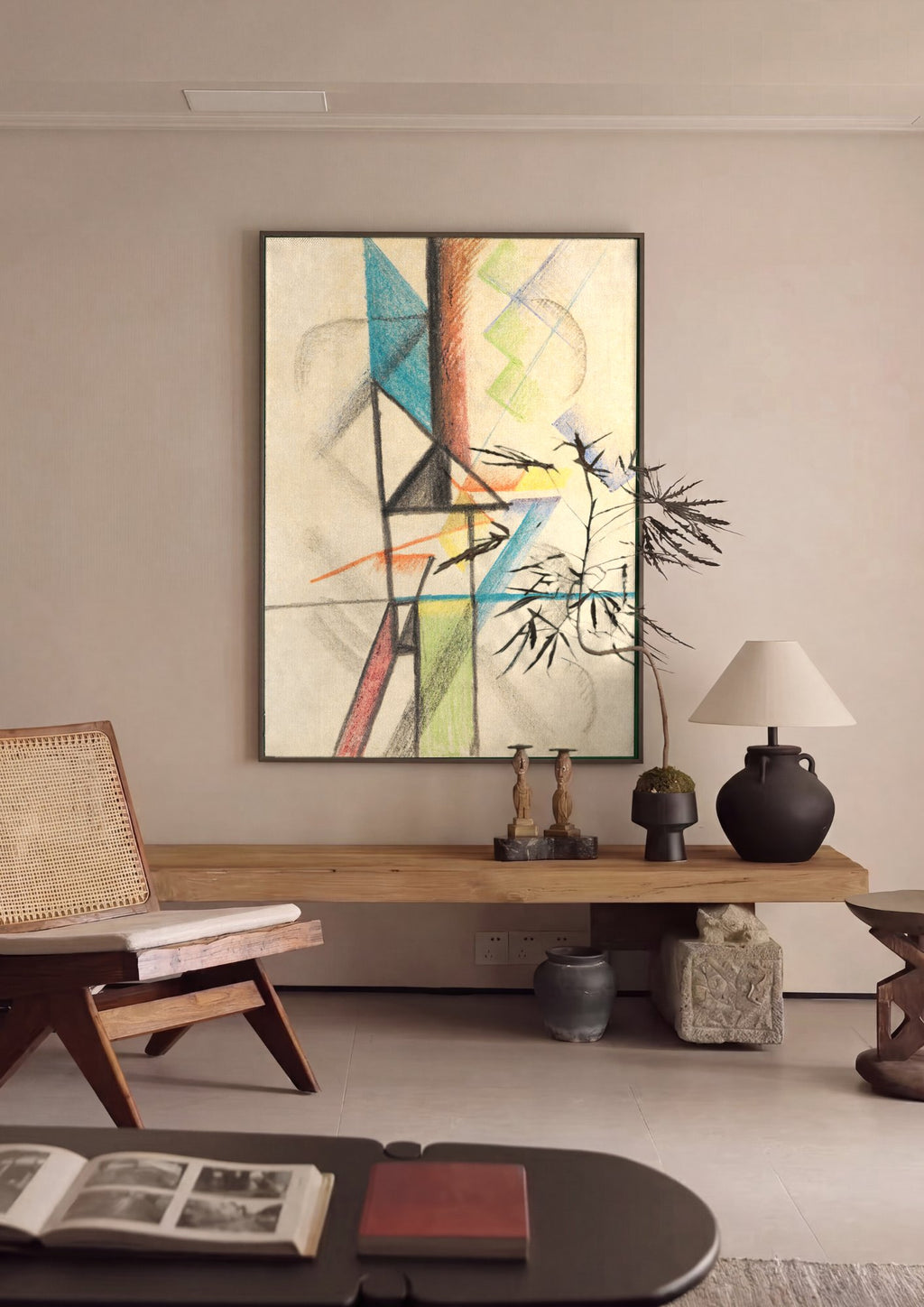 Quadro Decorativo Composicao Abstrata - August Macke em ambiente decorado